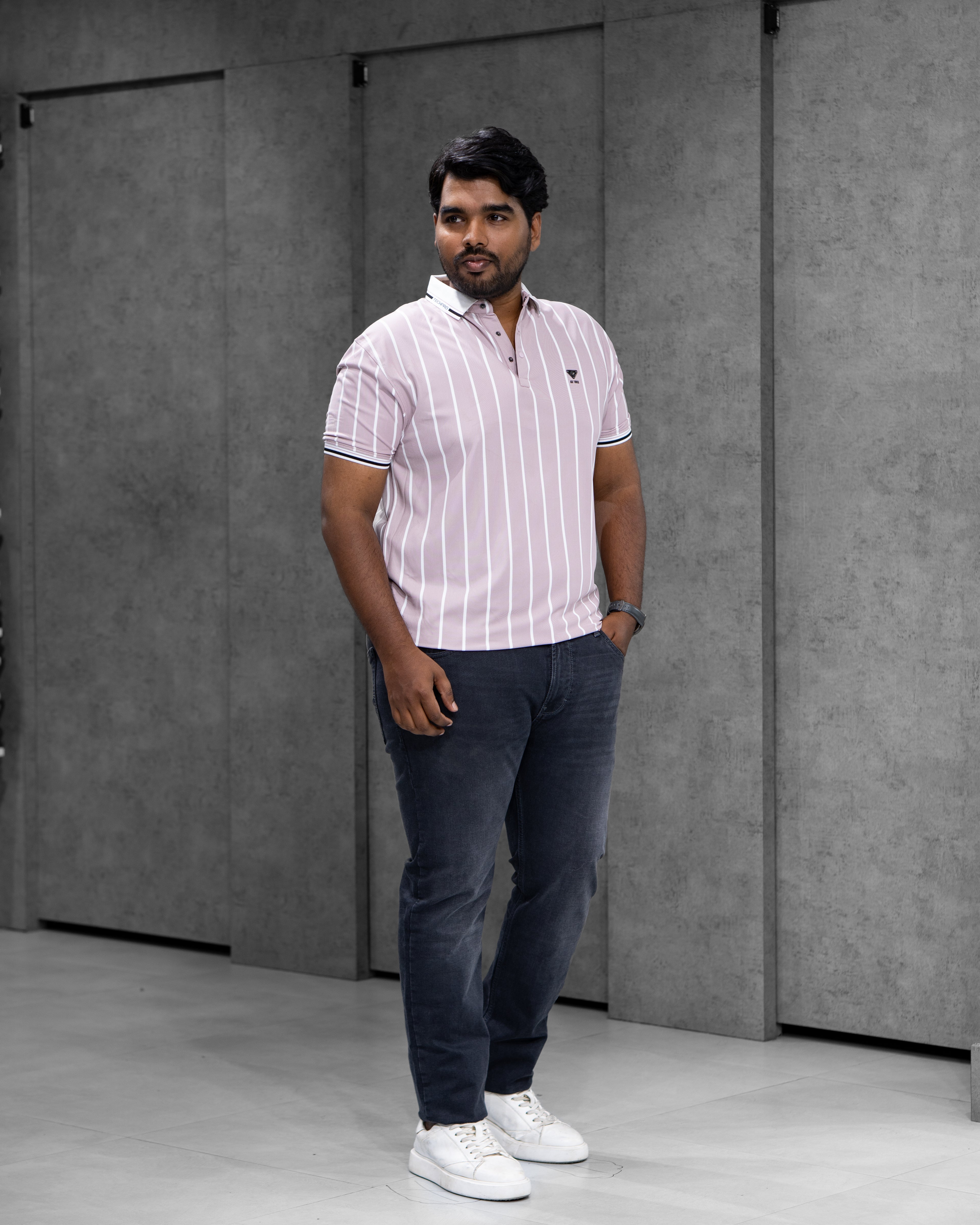Lavender Pink Striped Dry-Fit Polo - Menly Clothing