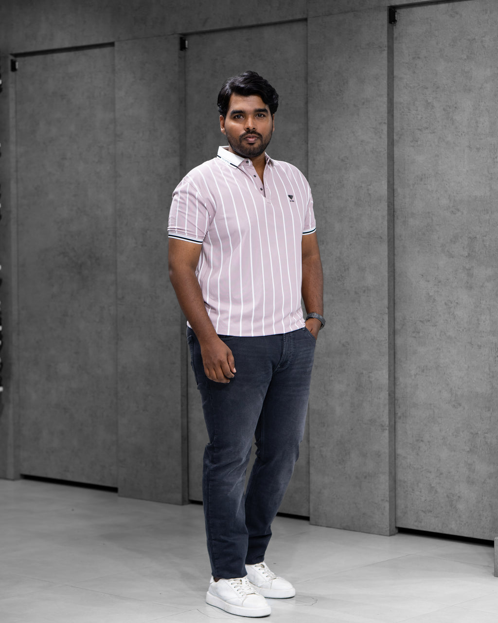 Lavender Pink Striped Dry-Fit Polo - Menly Clothing
