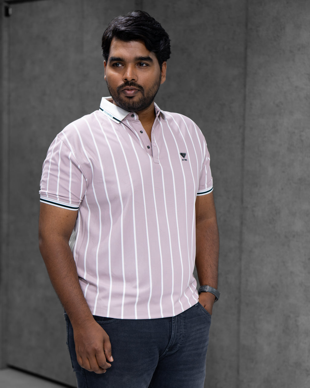 Lavender Pink Striped Dry-Fit Polo - Menly Clothing