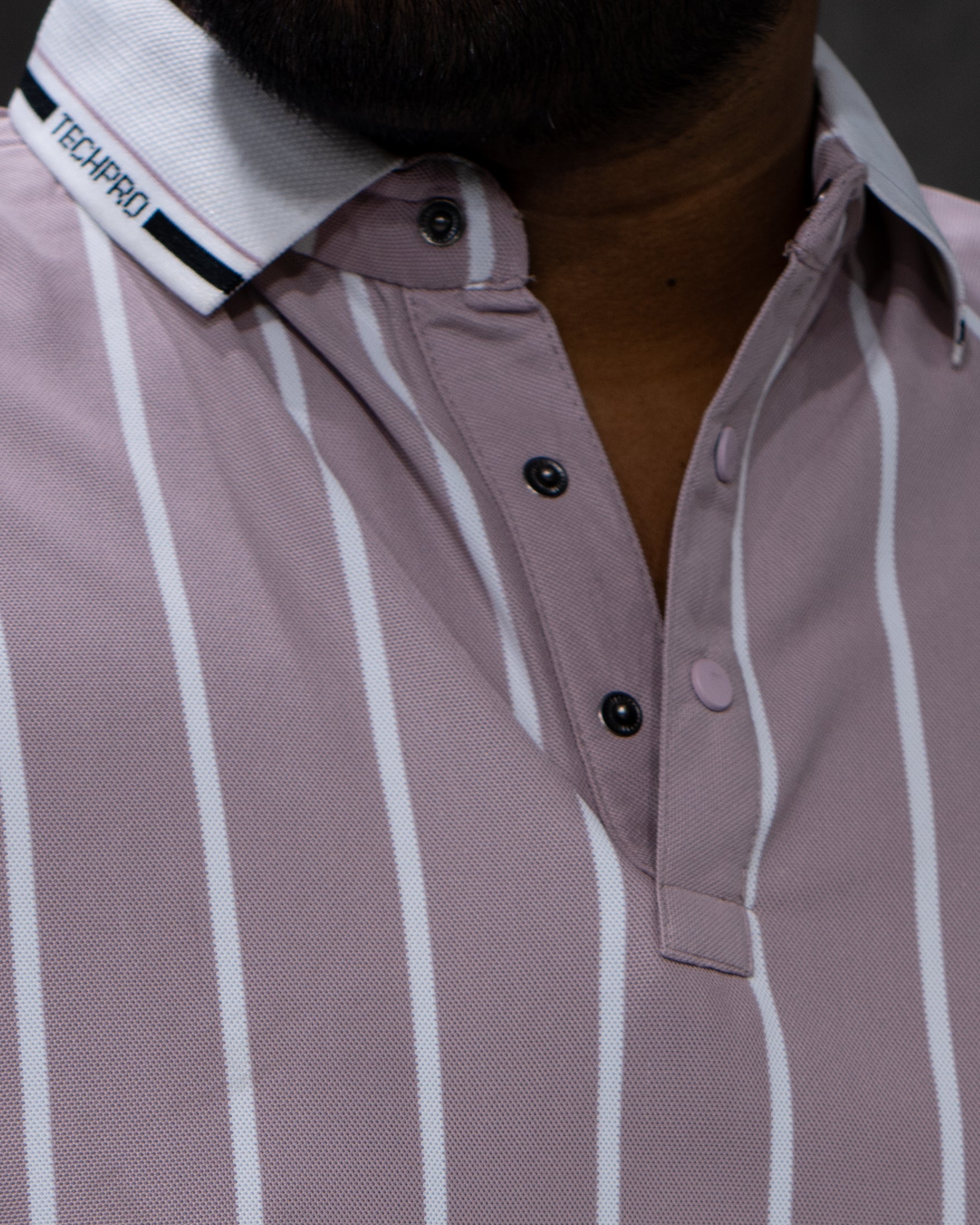 Lavender Pink Striped Dry-Fit Polo - Menly Clothing