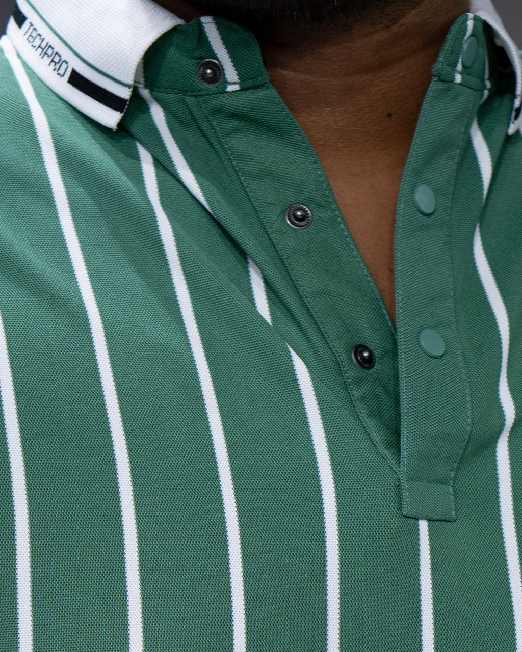 Mint Green Striped Dry-Fit Polo - Menly Clothing