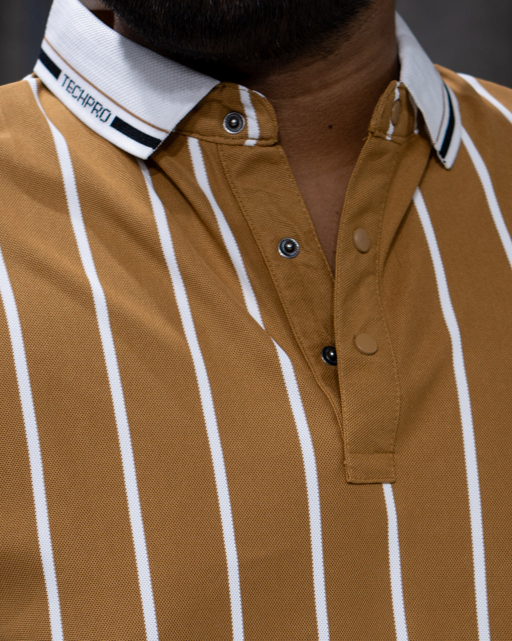 Mustard Gold Striped Dry-Fit Polo - Menly Clothing