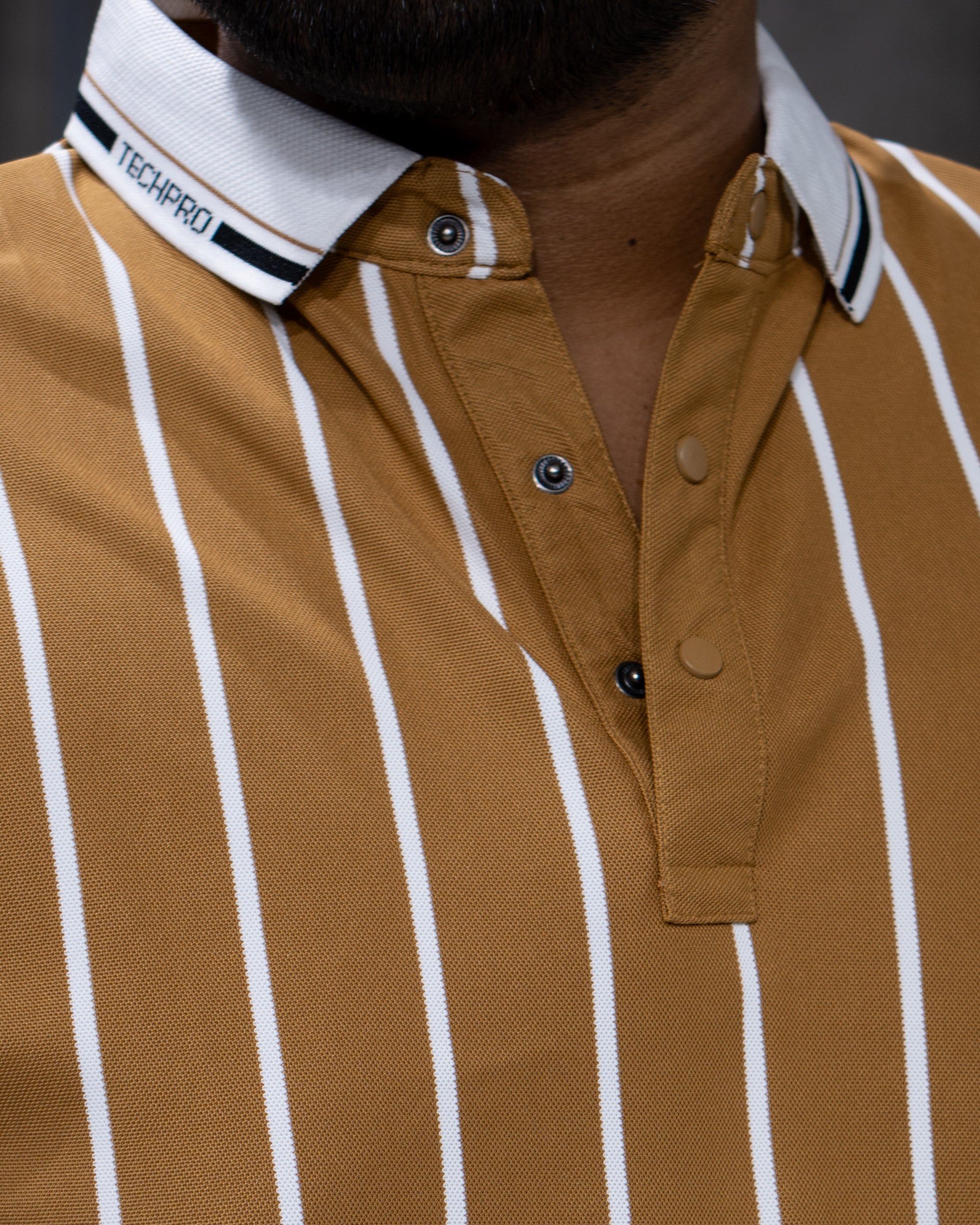 Mustard Gold Striped Dry-Fit Polo - Menly Clothing