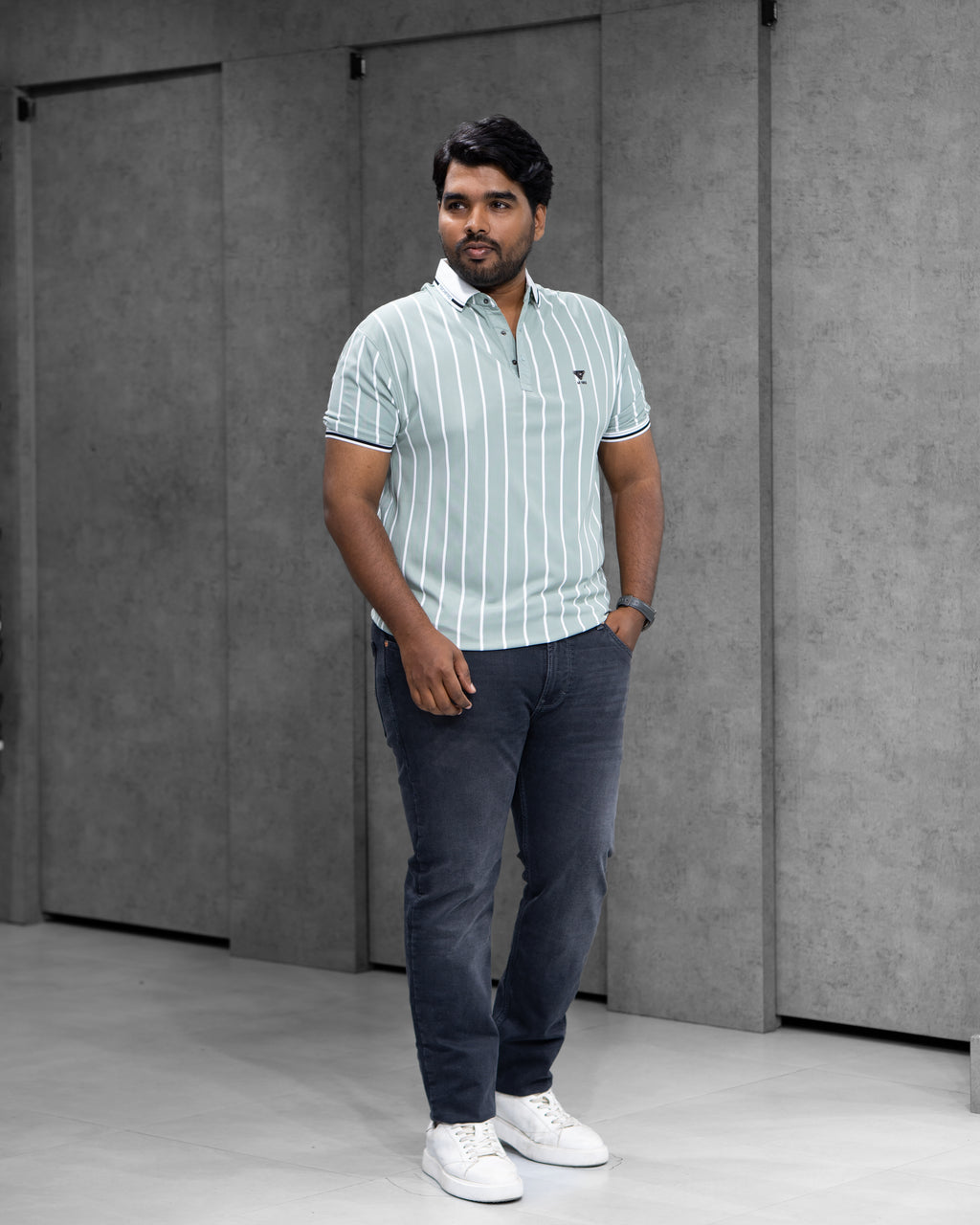 Ice Mint Striped Dry-Fit Polo - Menly Clothing