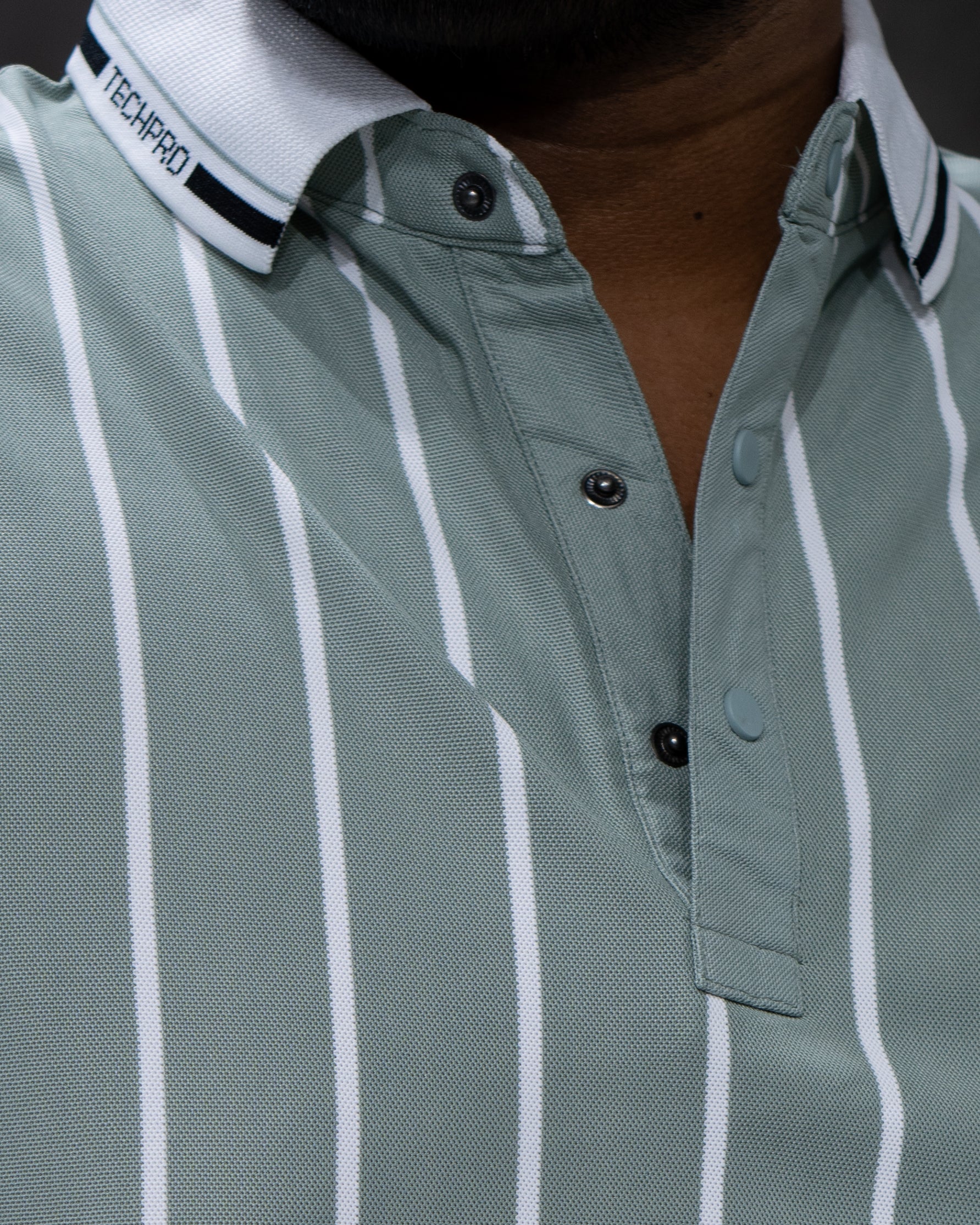 Ice Mint Striped Dry-Fit Polo - Menly Clothing