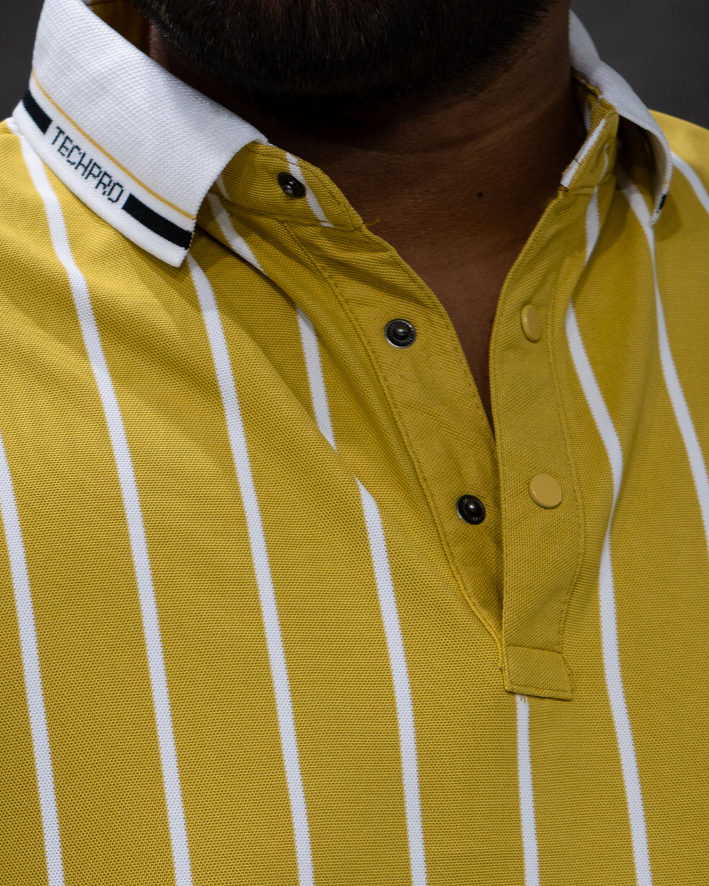 Sun Yellow Striped Dry-Fit Polo - Menly Clothing