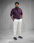 Deep Plum Oxford Cotton Full Sleeve Shirt - Menly Clothing