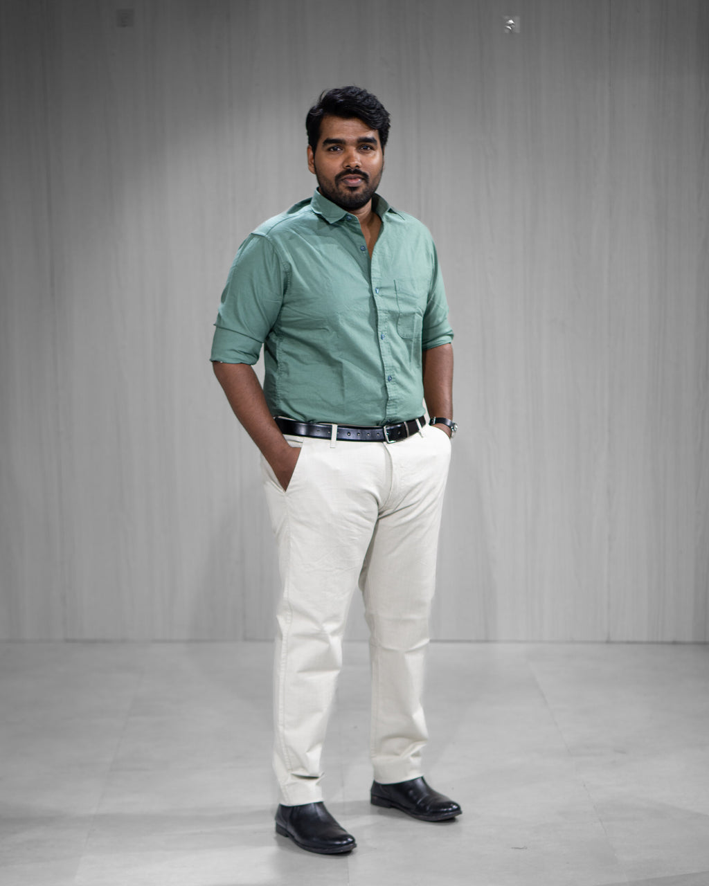 Sage Green Oxford Cotton Full Sleeve Shirt
