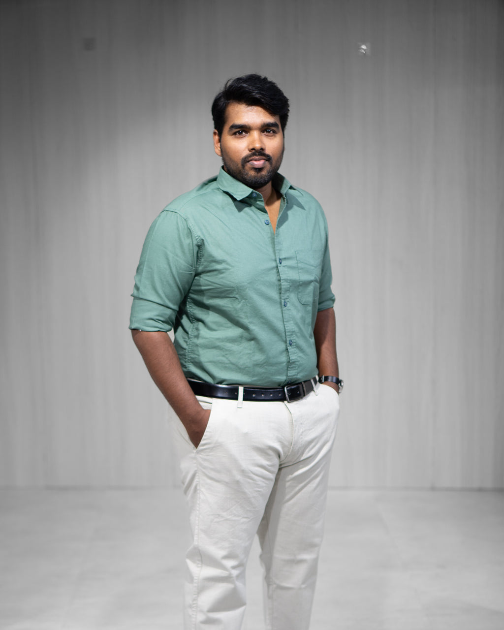 Sage Green Oxford Cotton Full Sleeve Shirt