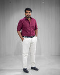 Maroon Oxford Cotton Full Sleeve Shirt - Menly Clothing