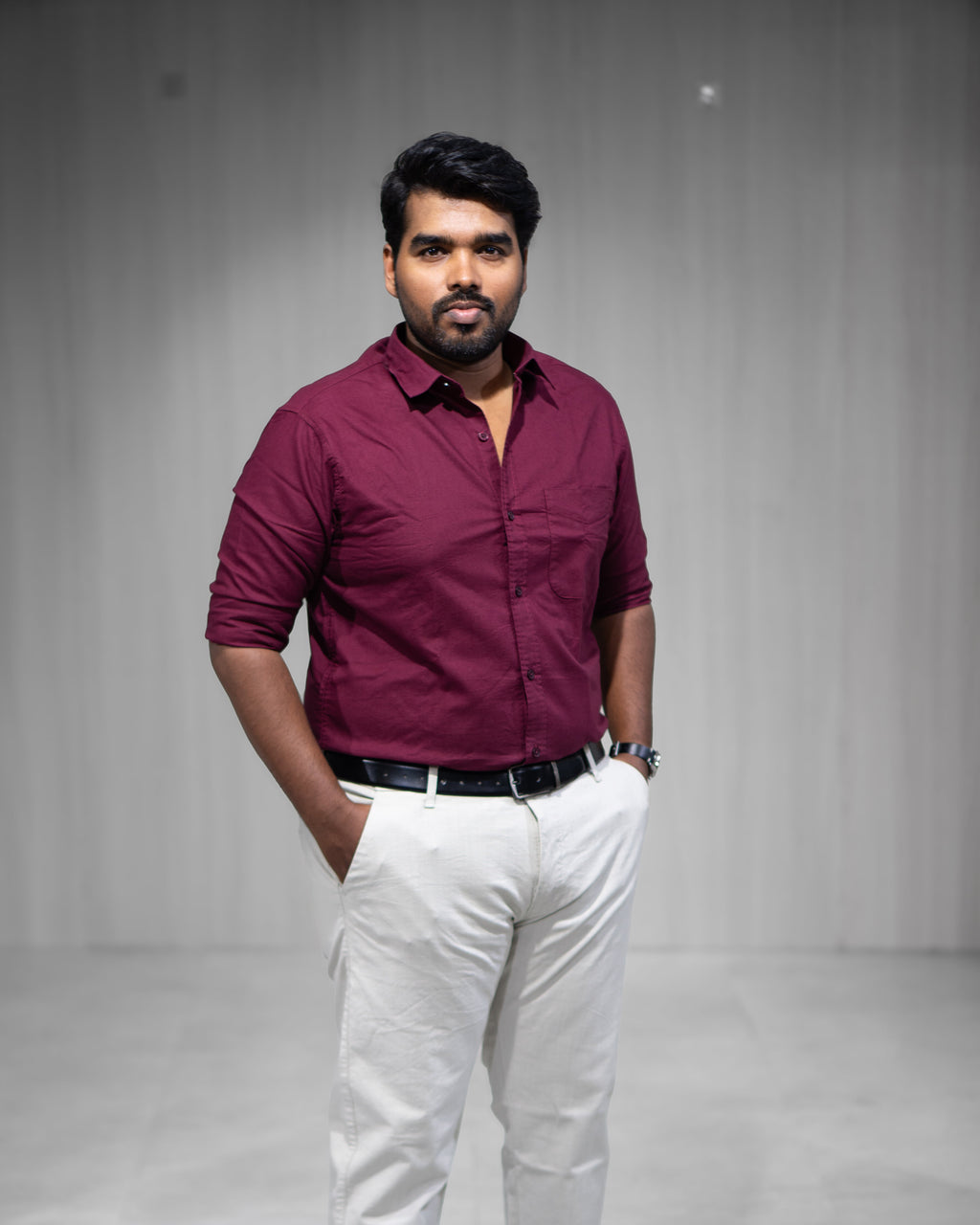 Maroon Oxford Cotton Full Sleeve Shirt - Menly Clothing
