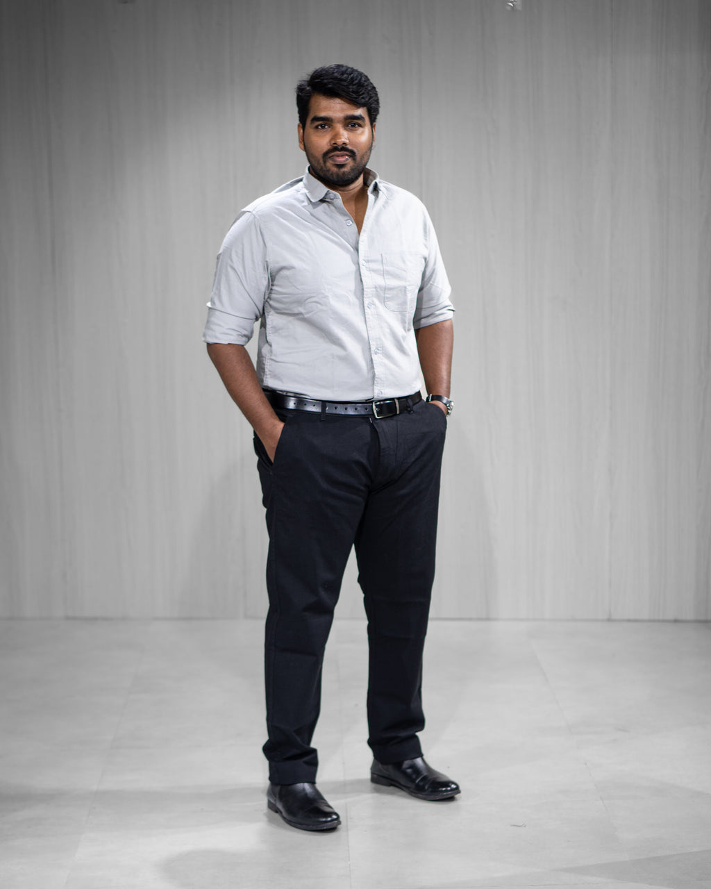 Light Ash Grey Oxford Cotton Full Sleeve Shirt - Menly Clothing
