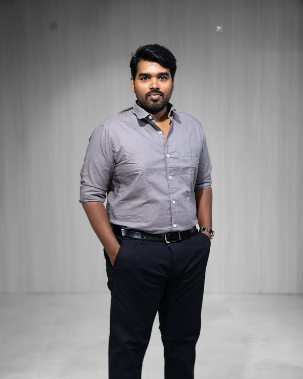 Charcoal Grey Oxford Cotton Full Sleeve Shirt - Menly Clothing