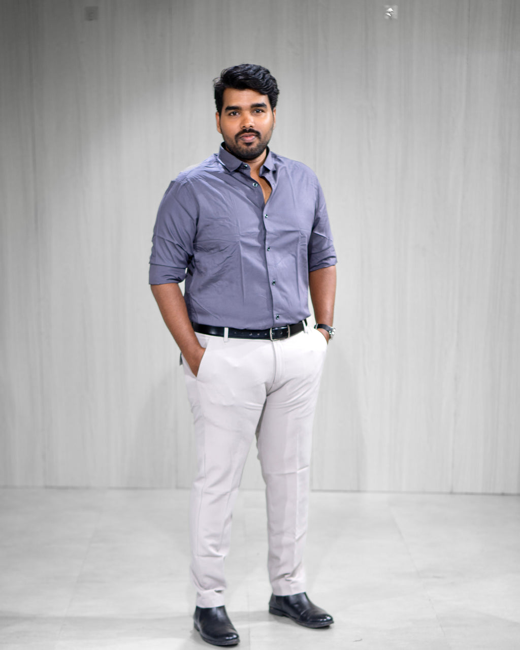 Light Purple Blended Cotton Full Sleeve Shirt - Menly Clothing