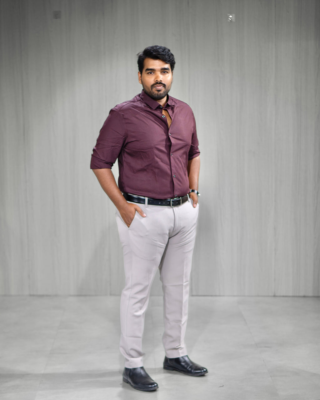 Rich Maroon Blended Cotton Full Sleeve Shirt - Menly Clothing