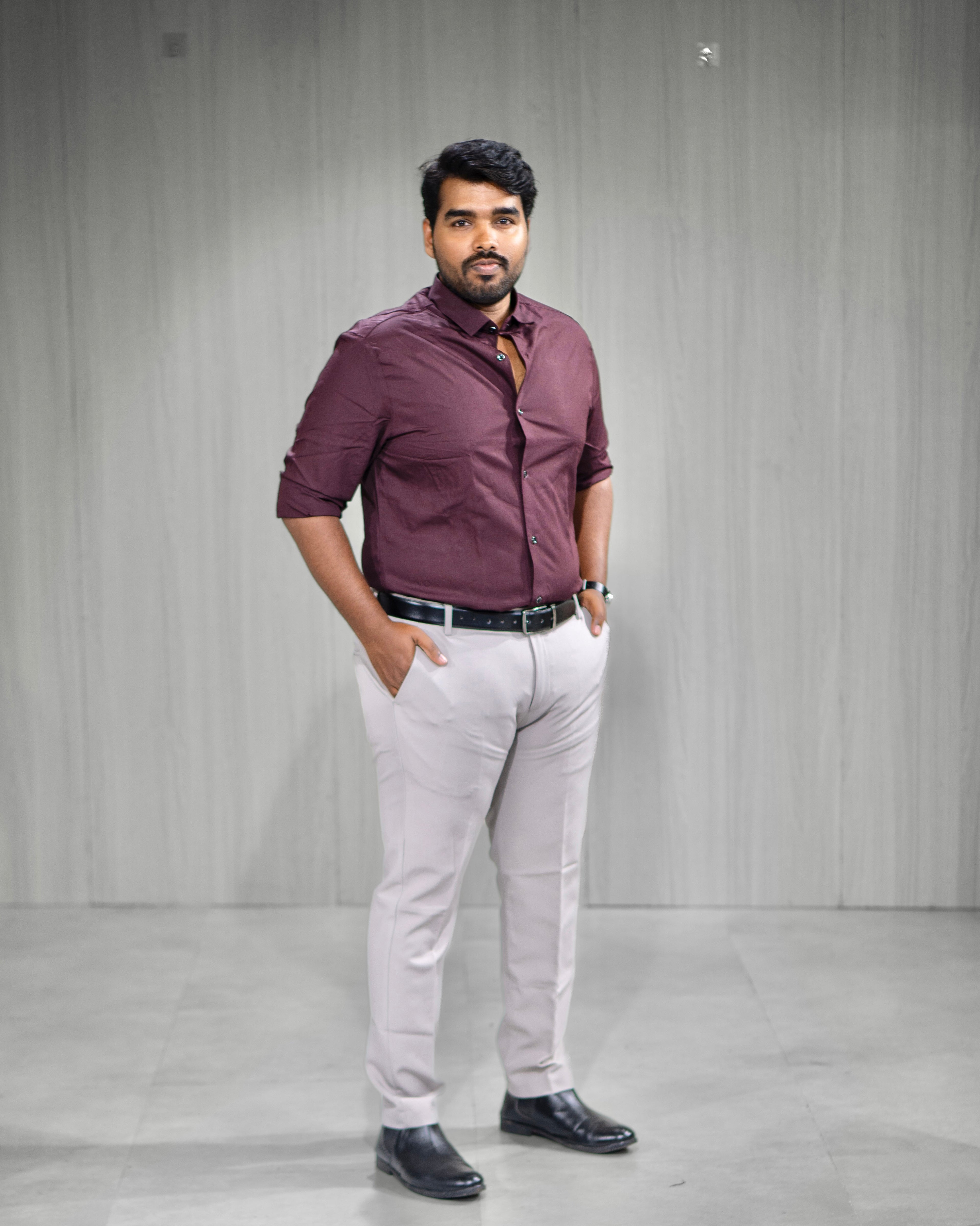 Rich Maroon Blended Cotton Full Sleeve Shirt - Menly Clothing