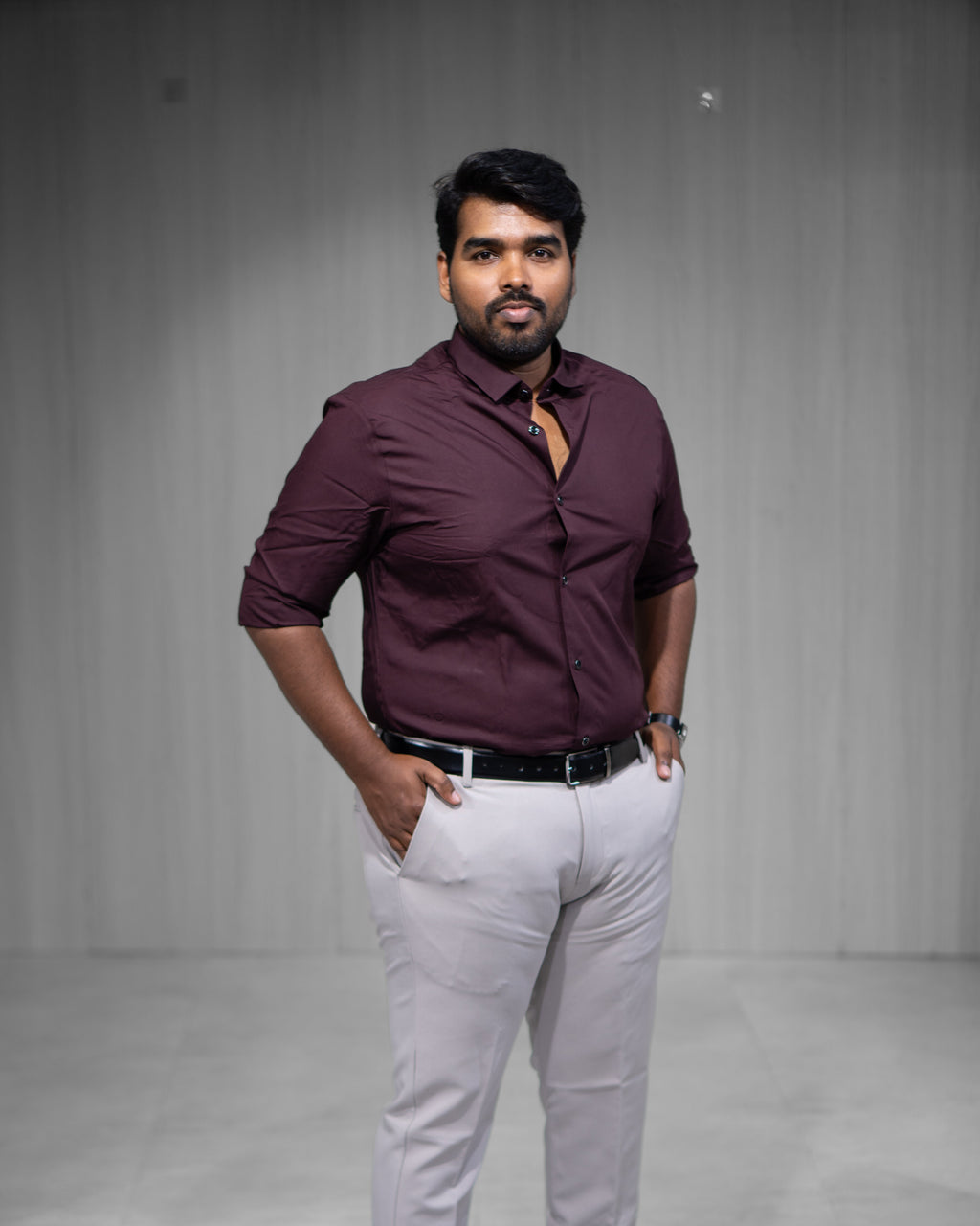 Rich Maroon Blended Cotton Full Sleeve Shirt - Menly Clothing