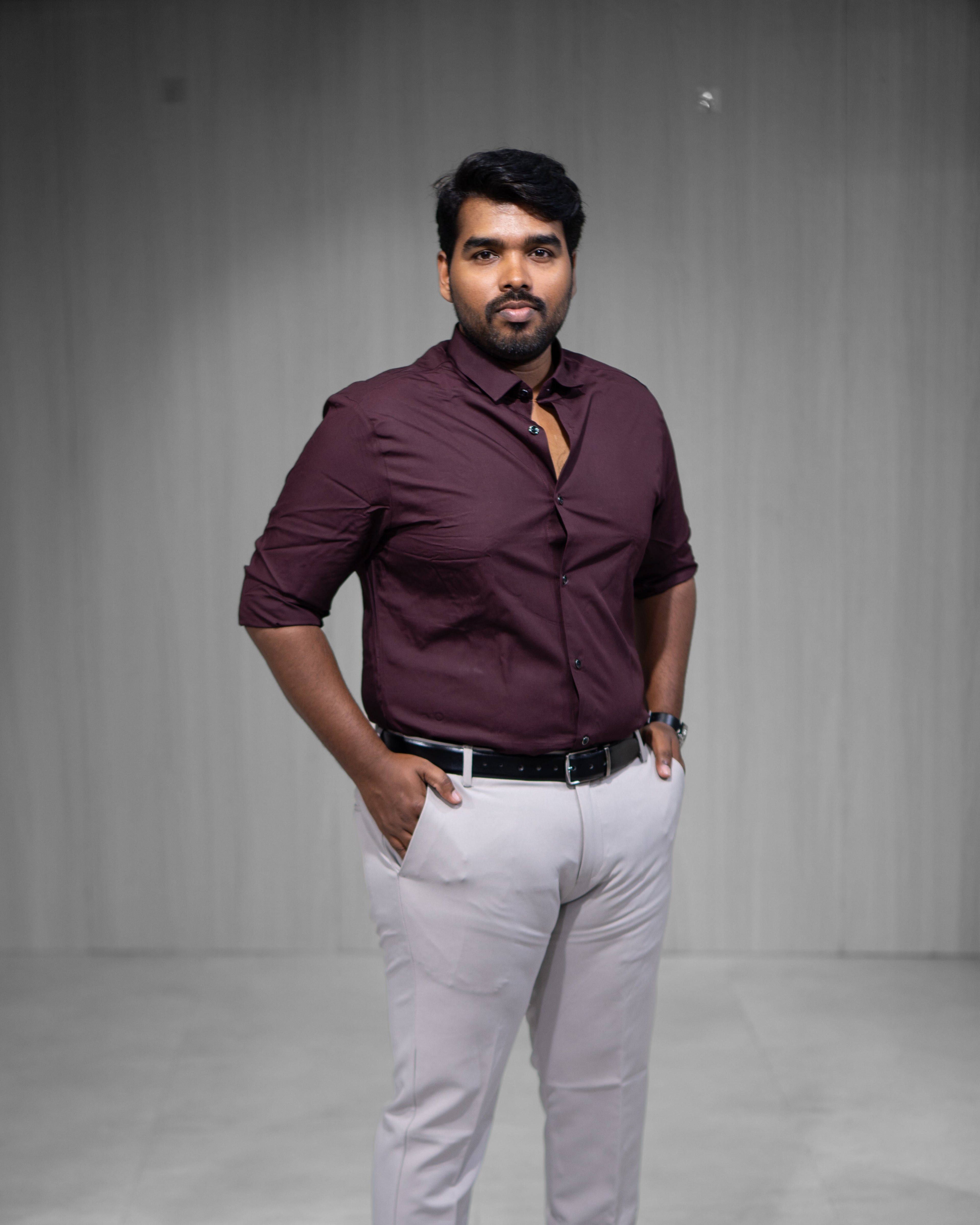 Rich Maroon Blended Cotton Full Sleeve Shirt - Menly Clothing
