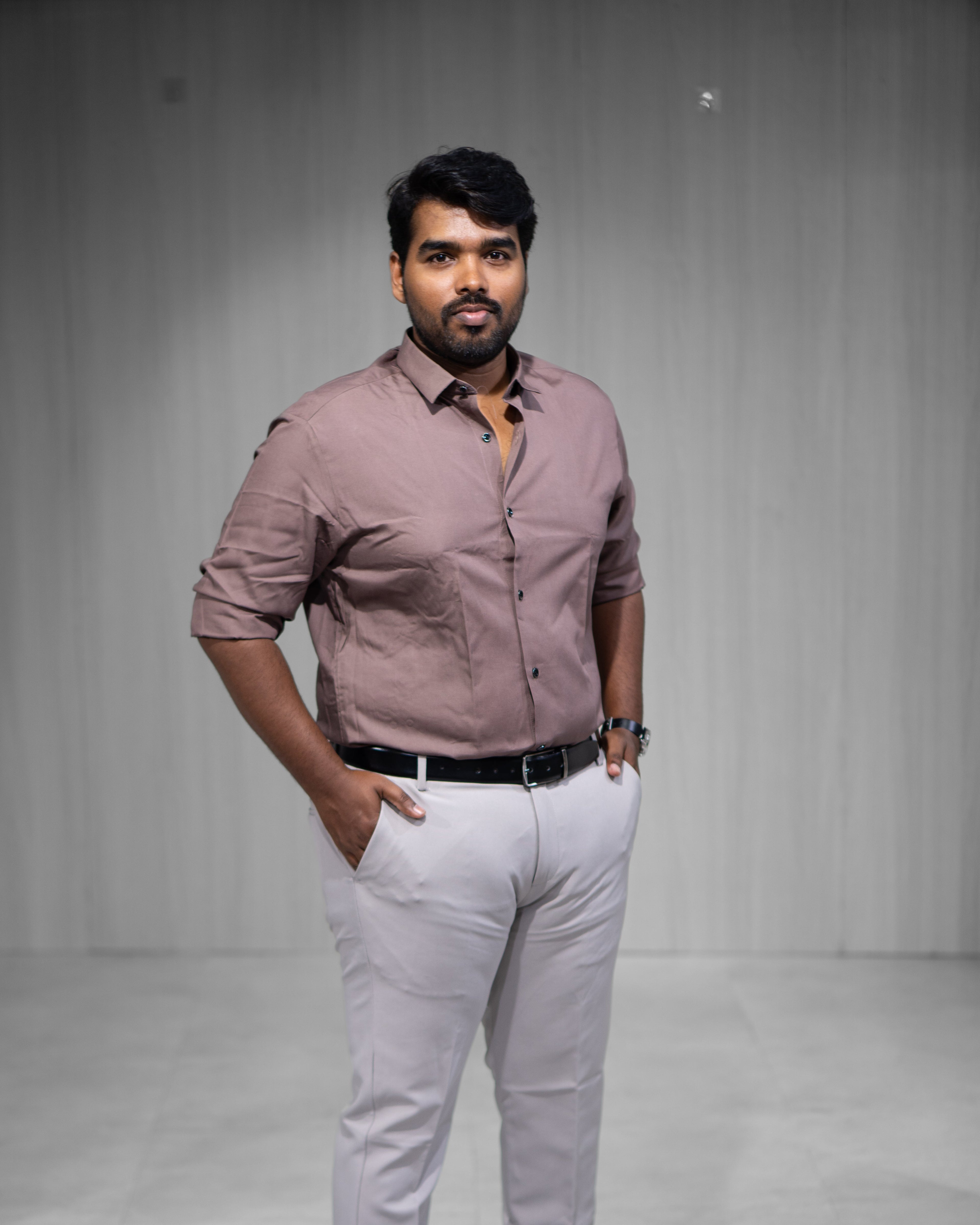 Mocha Brown Blended Cotton Full Sleeve Shirt - Menly Clothing