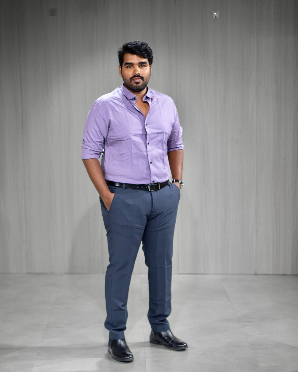 Light Lavender Blended Cotton Full Sleeve Shirt - Menly Clothing