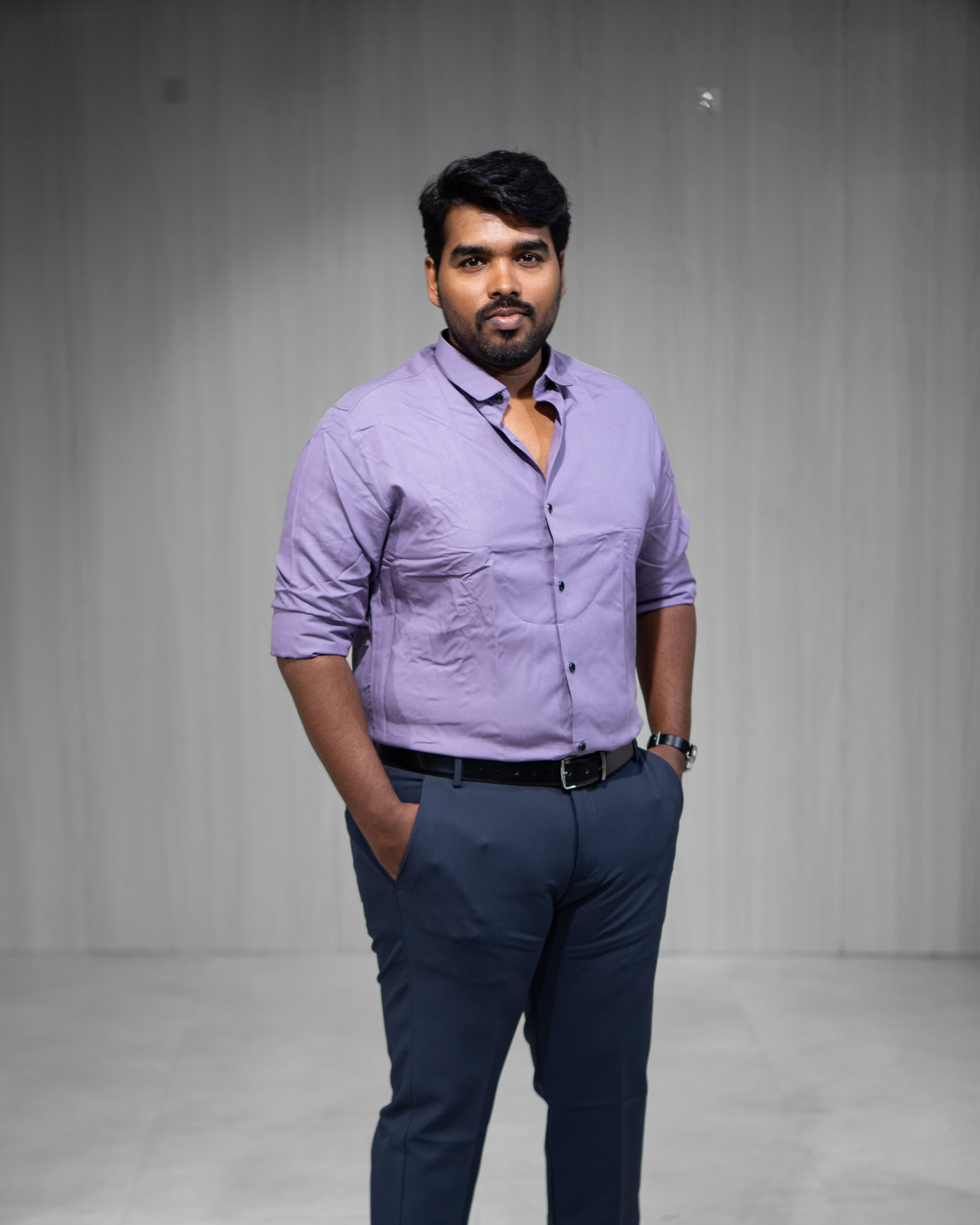 Light Lavender Blended Cotton Full Sleeve Shirt - Menly Clothing