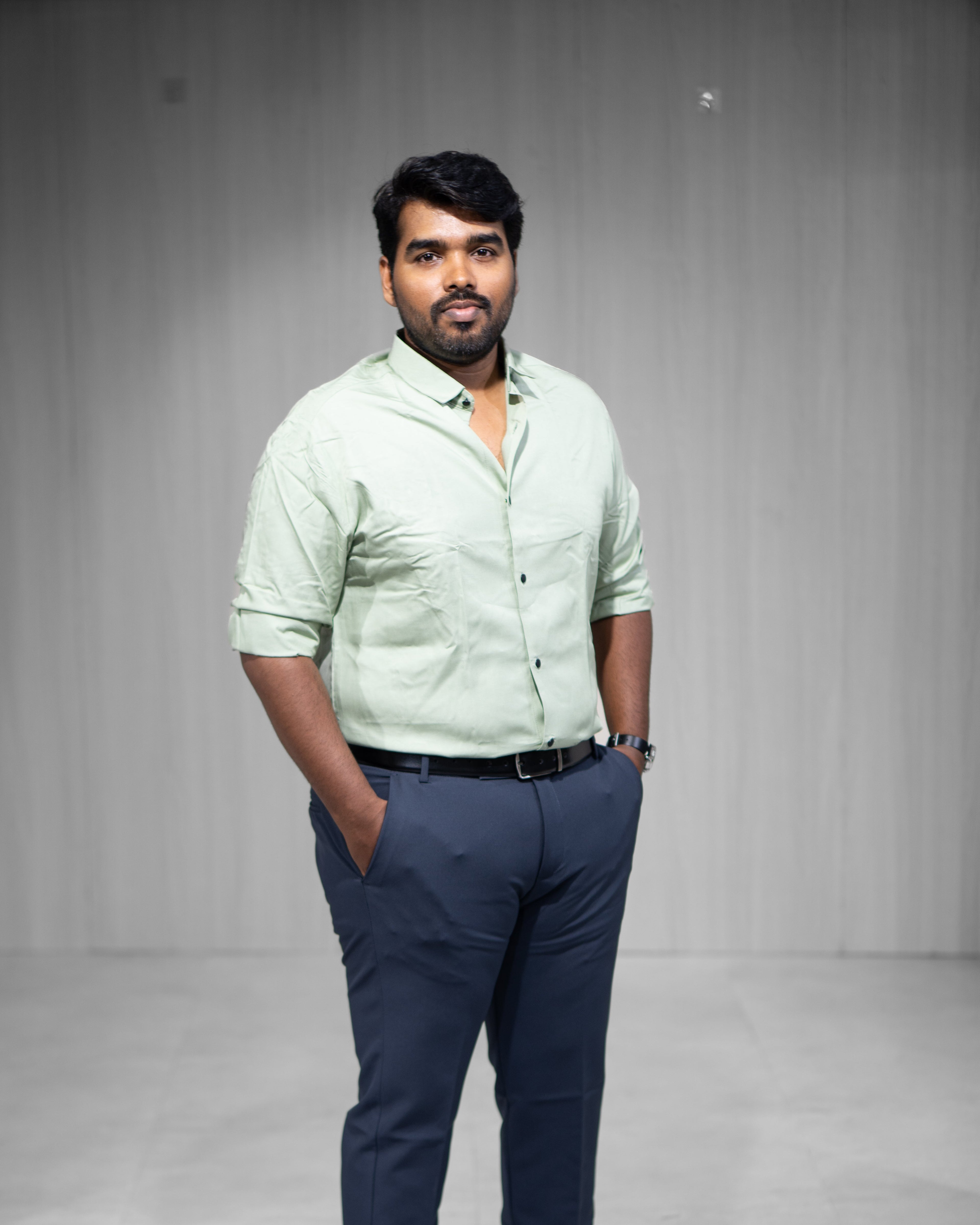 Pista Green Blended Cotton Full Sleeve Shirt - Menly Clothing