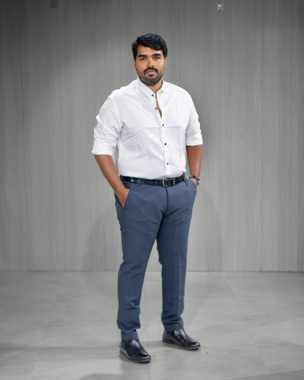 Classic White Blended Cotton Full Sleeve Shirt - Menly Clothing