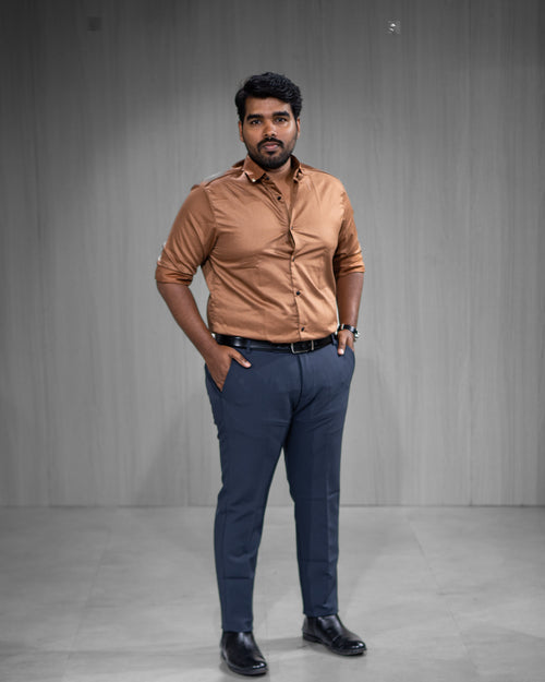 Copper Brown Satin Full Sleeve Shirt - Menly Clothing