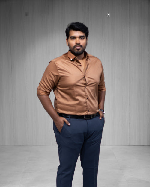 Copper Brown Satin Full Sleeve Shirt - Menly Clothing