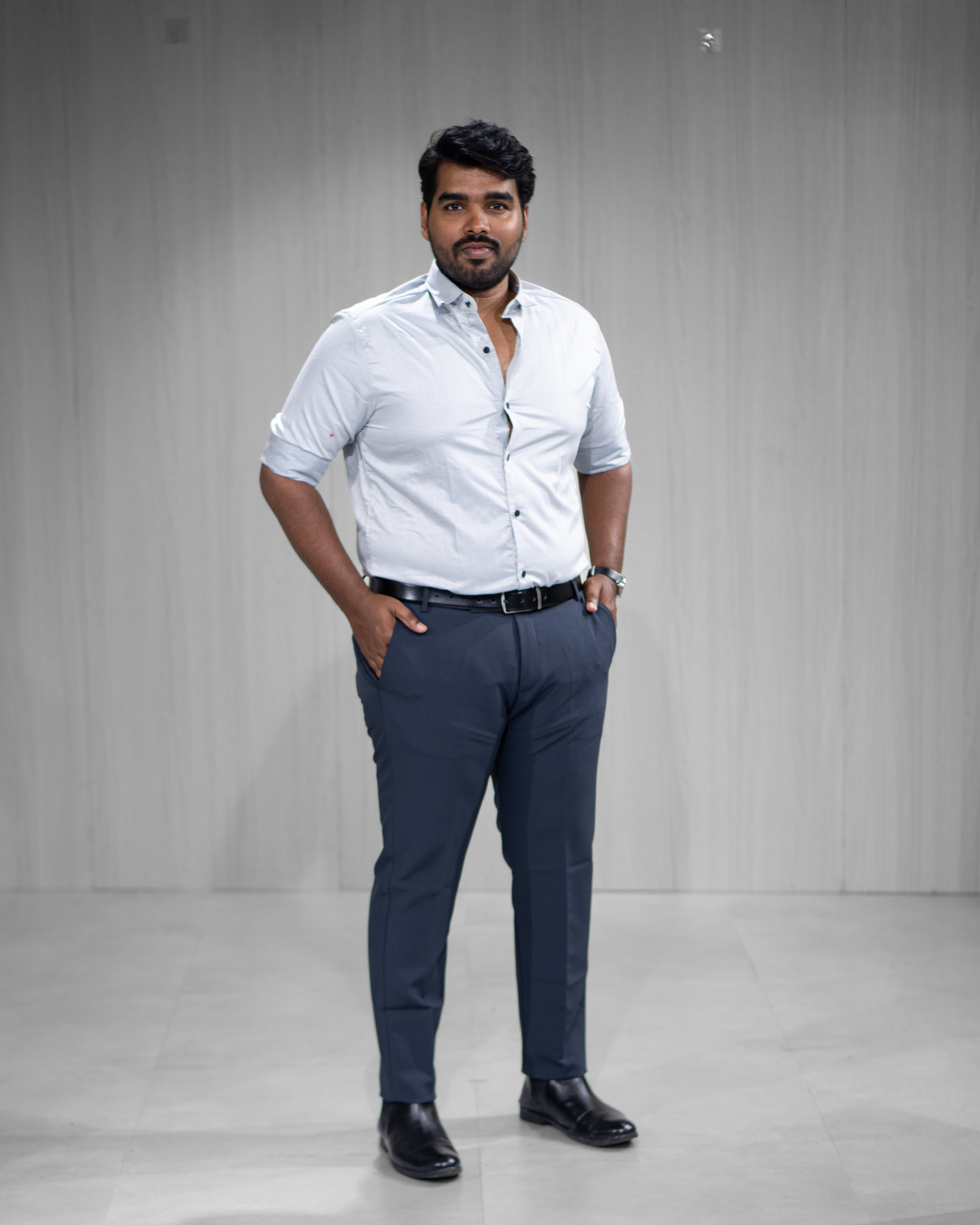 Ice Grey Satin Full Sleeve Shirt - Menly Clothing