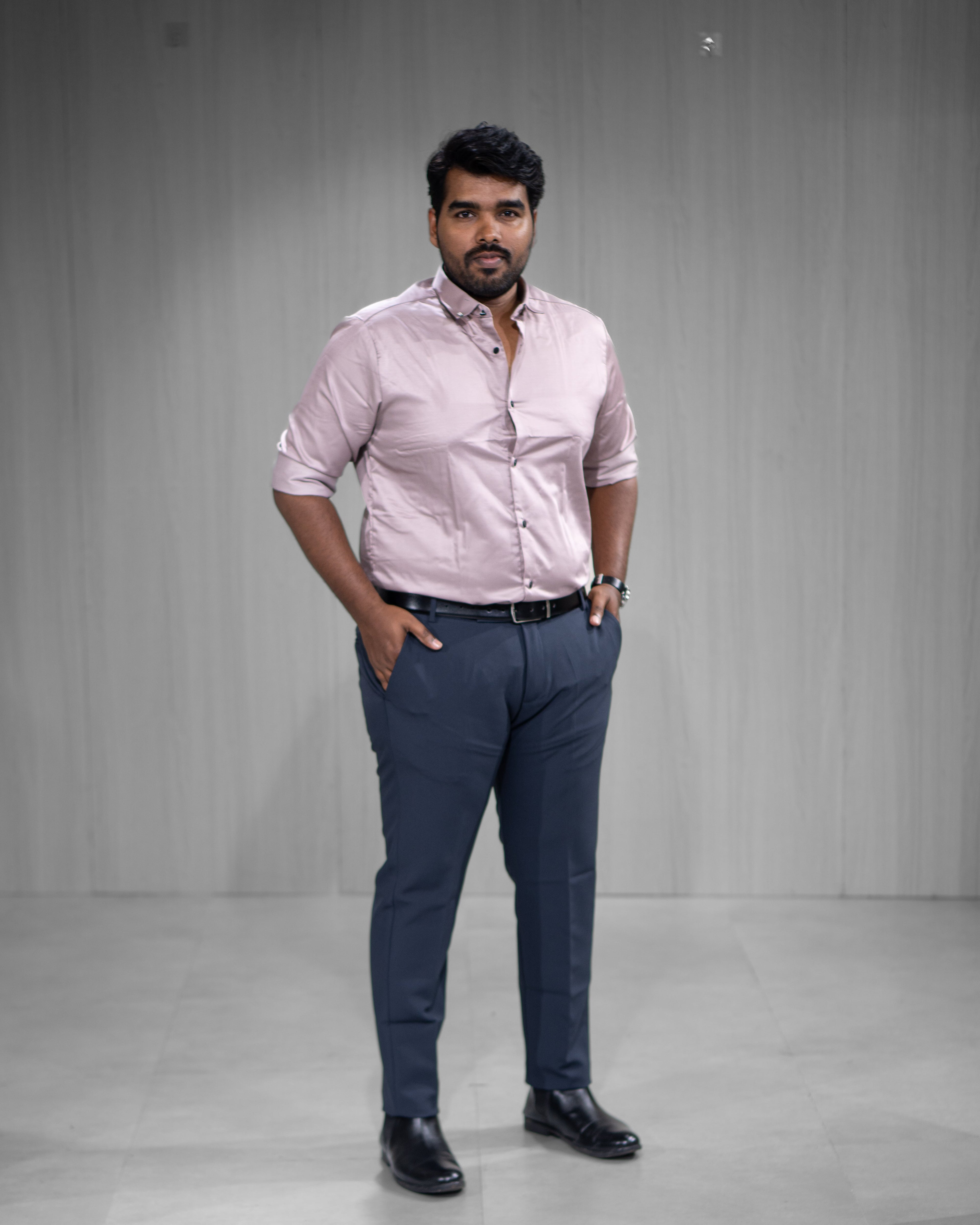 Dusty Rose Satin Full Sleeve Shirt - Menly Clothing