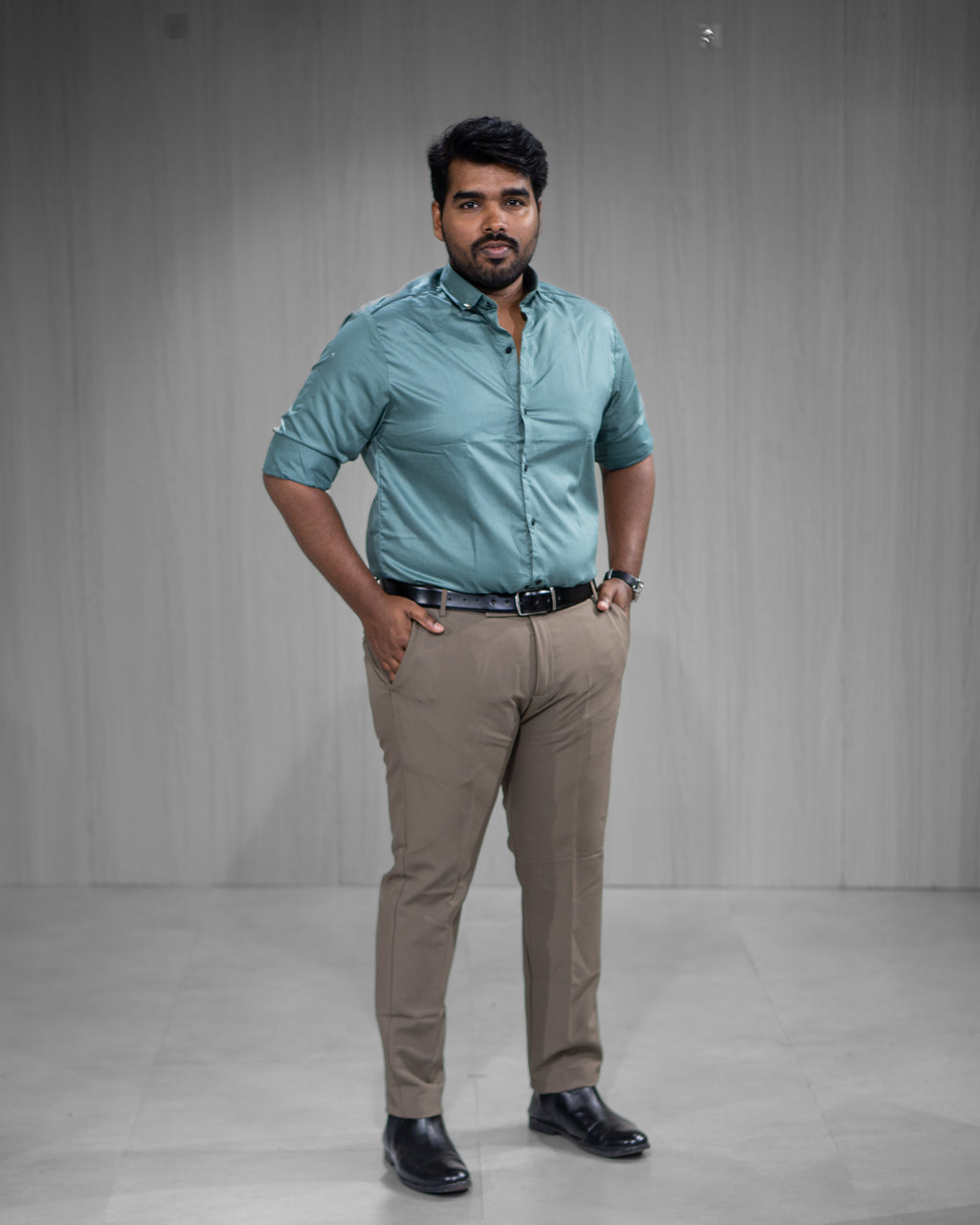 Teal Satin Full Sleeve Shirt - Menly Clothing
