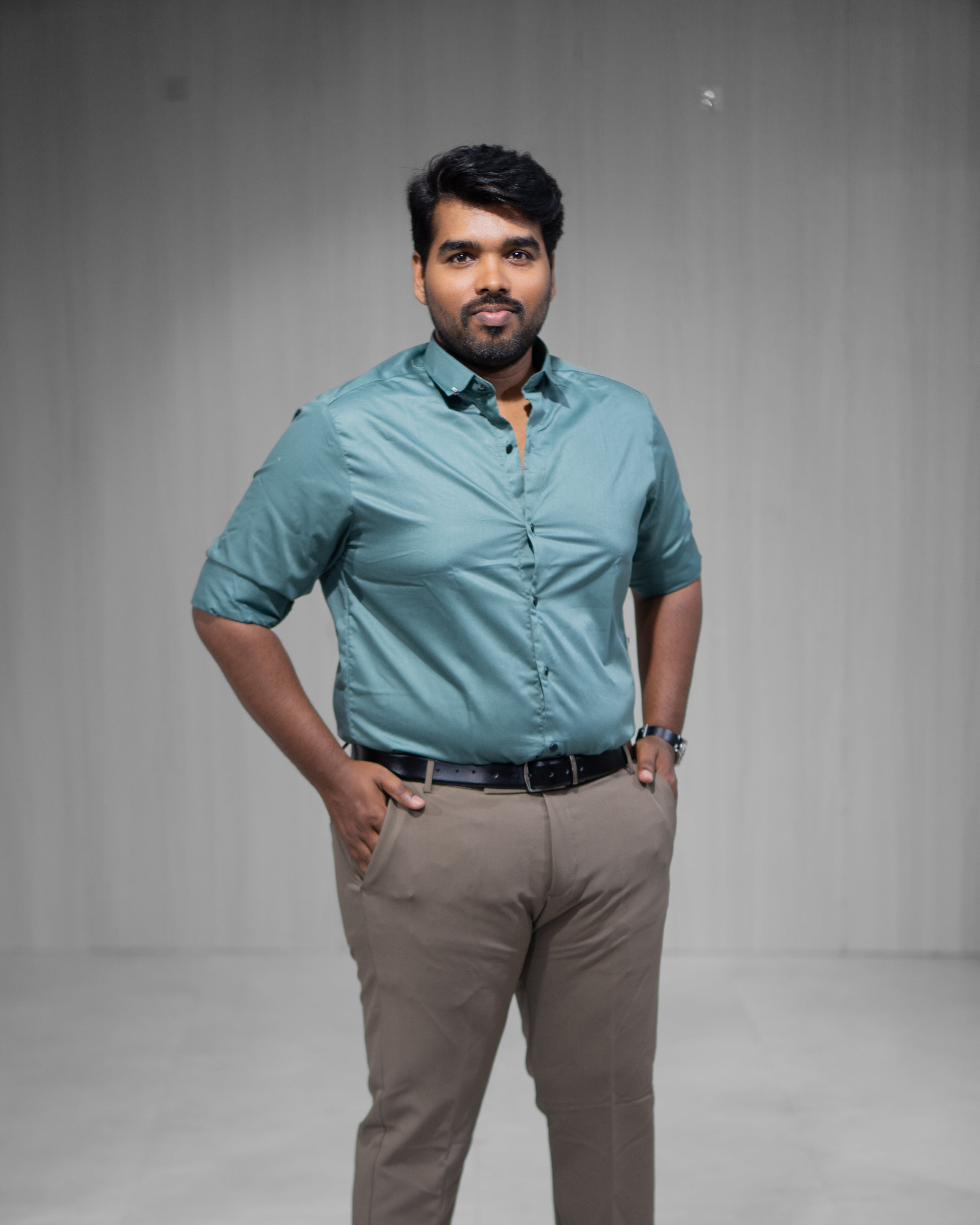 Teal Satin Full Sleeve Shirt - Menly Clothing