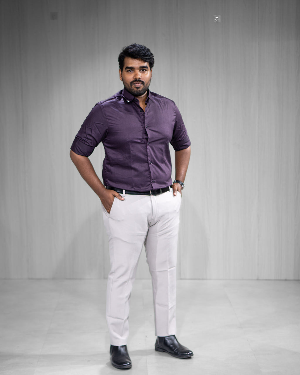 Deep Purple Satin Full Sleeve Shirt - Menly Clothing