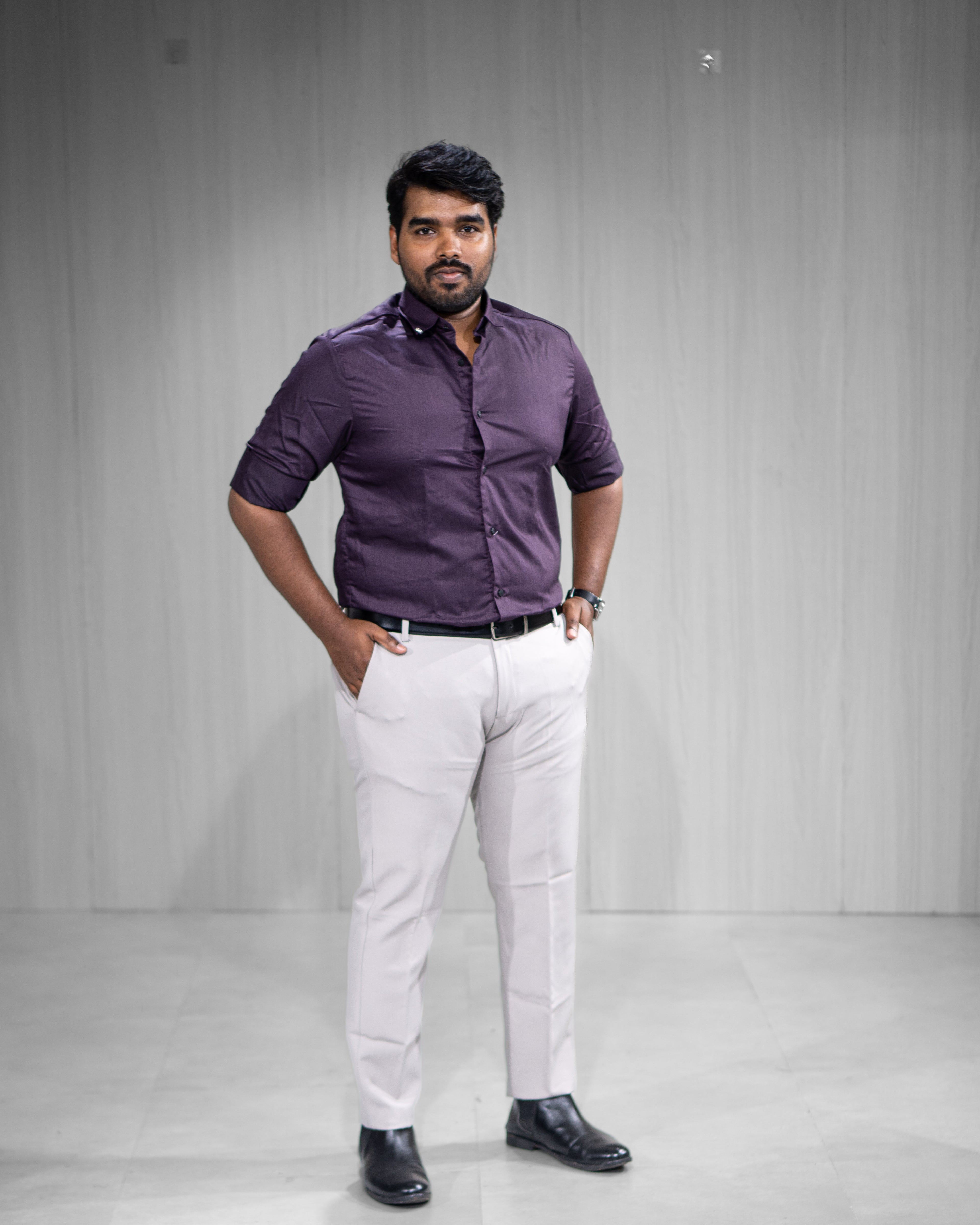 Deep Purple Satin Full Sleeve Shirt - Menly Clothing