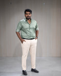 Sage Green Satin Full Sleeve Shirt - Menly Clothing