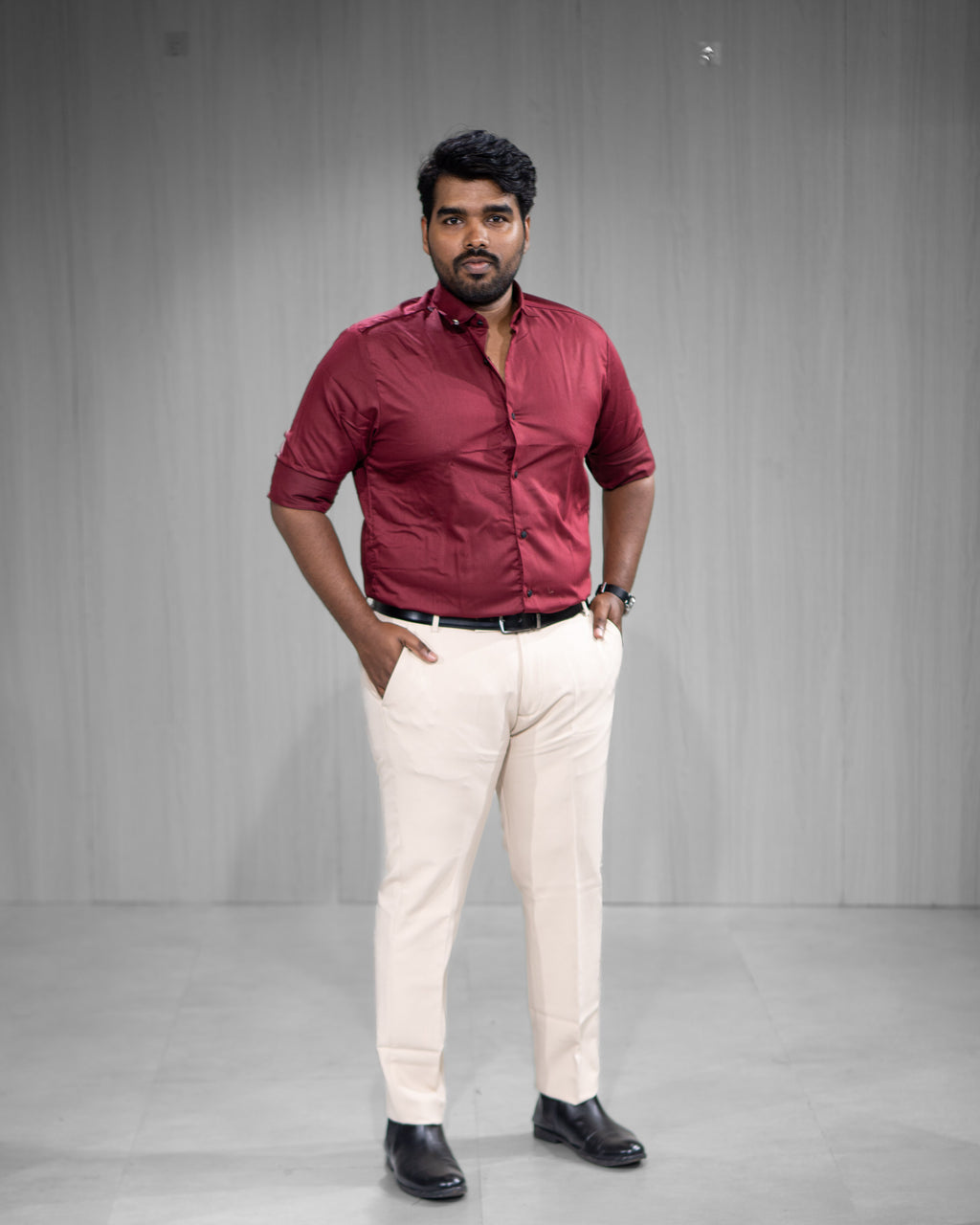 Wine Red Satin Full Sleeve Shirt - Menly Clothing