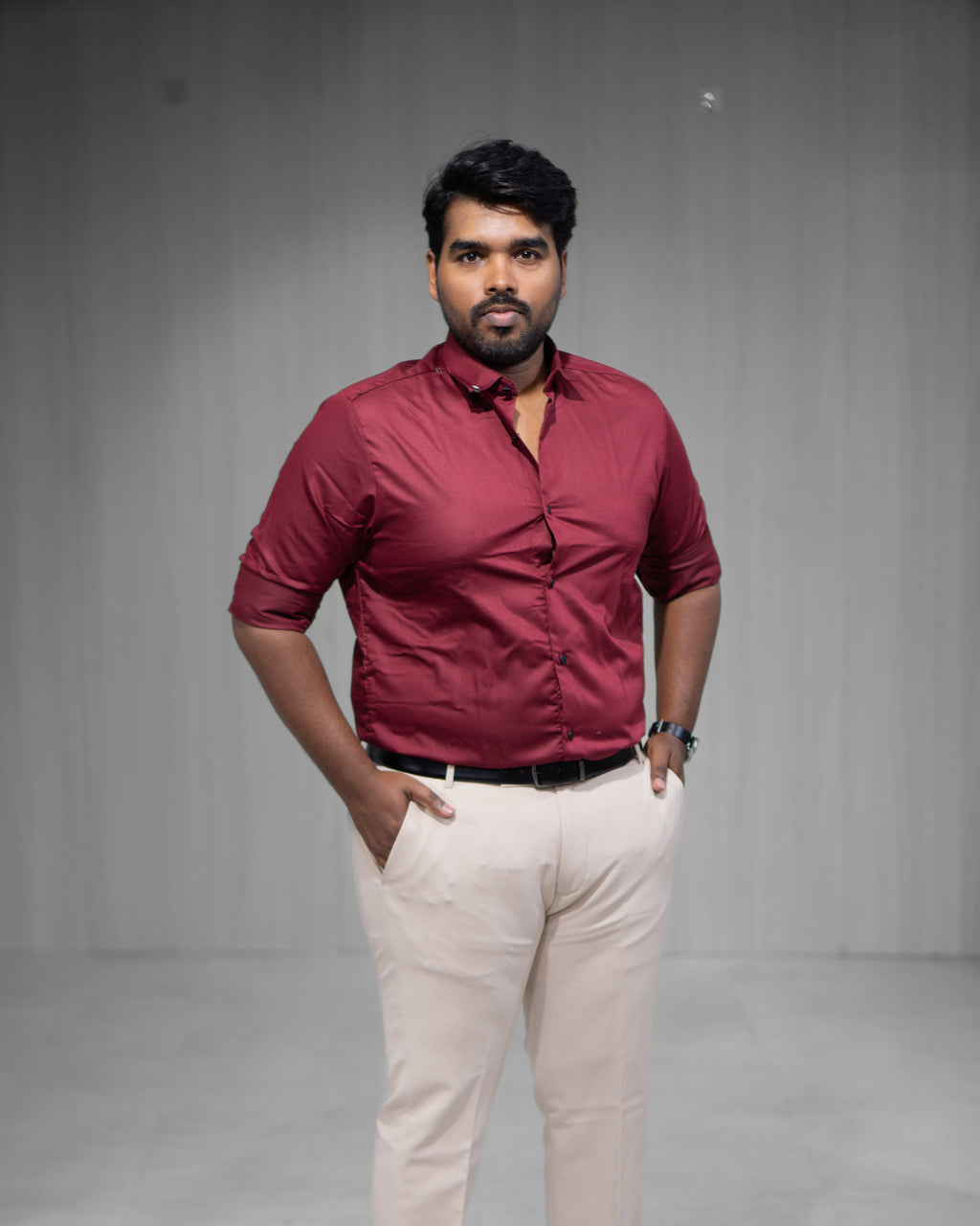 Wine Red Satin Full Sleeve Shirt - Menly Clothing