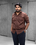 Cocoa Brown Linen Blended Shirt