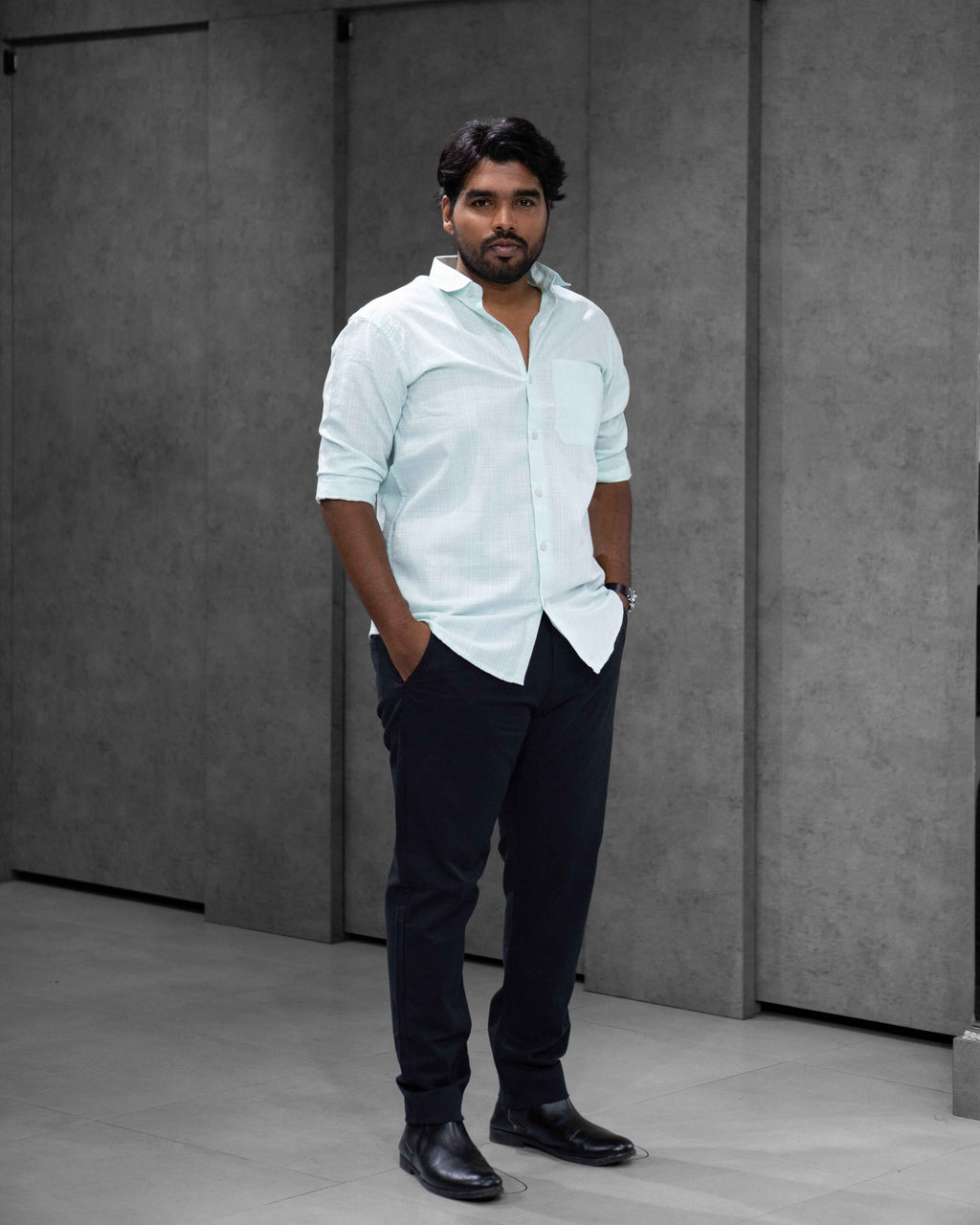 Ice Mint Linen Blended Shirt