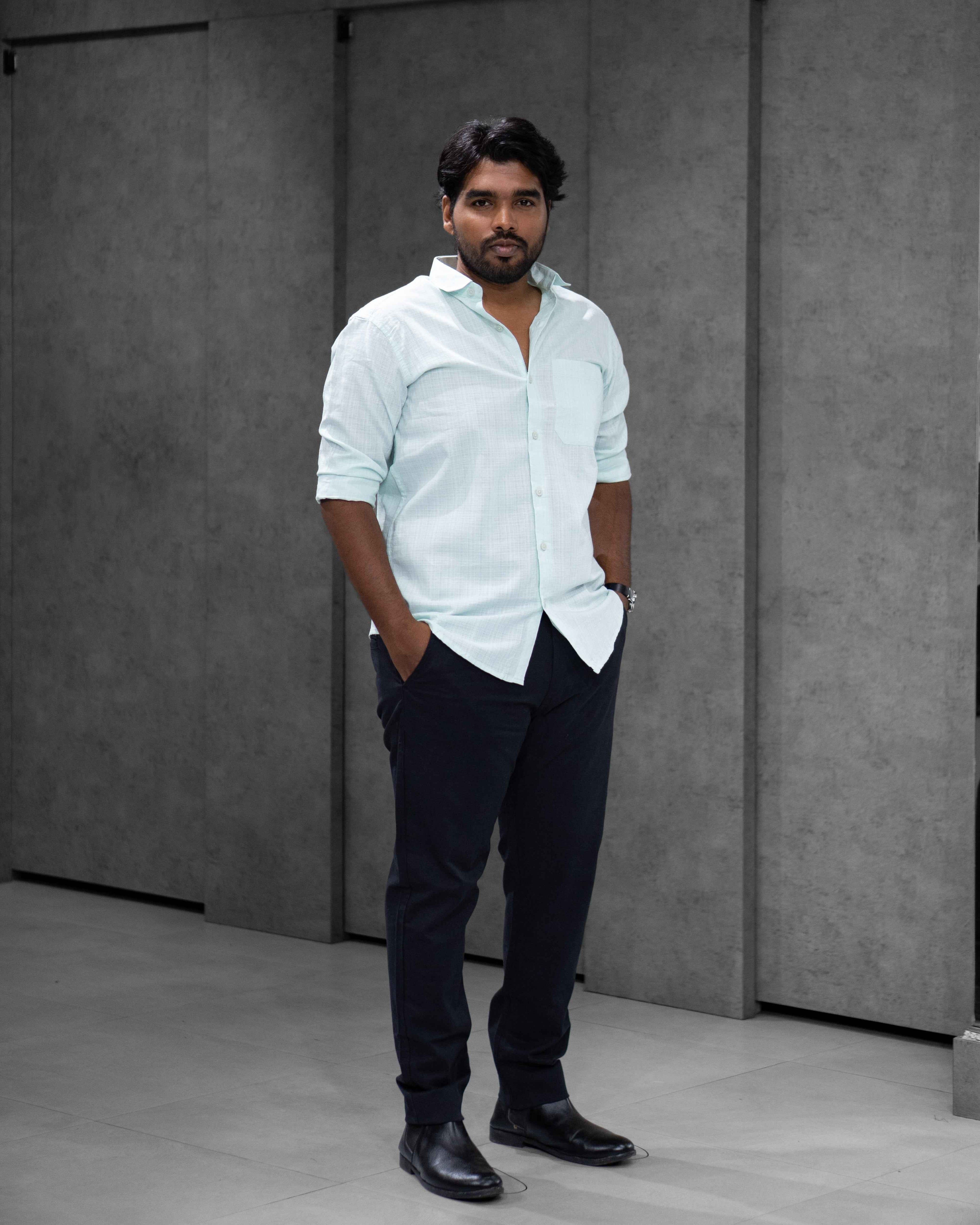 Ice Mint Linen Blended Shirt
