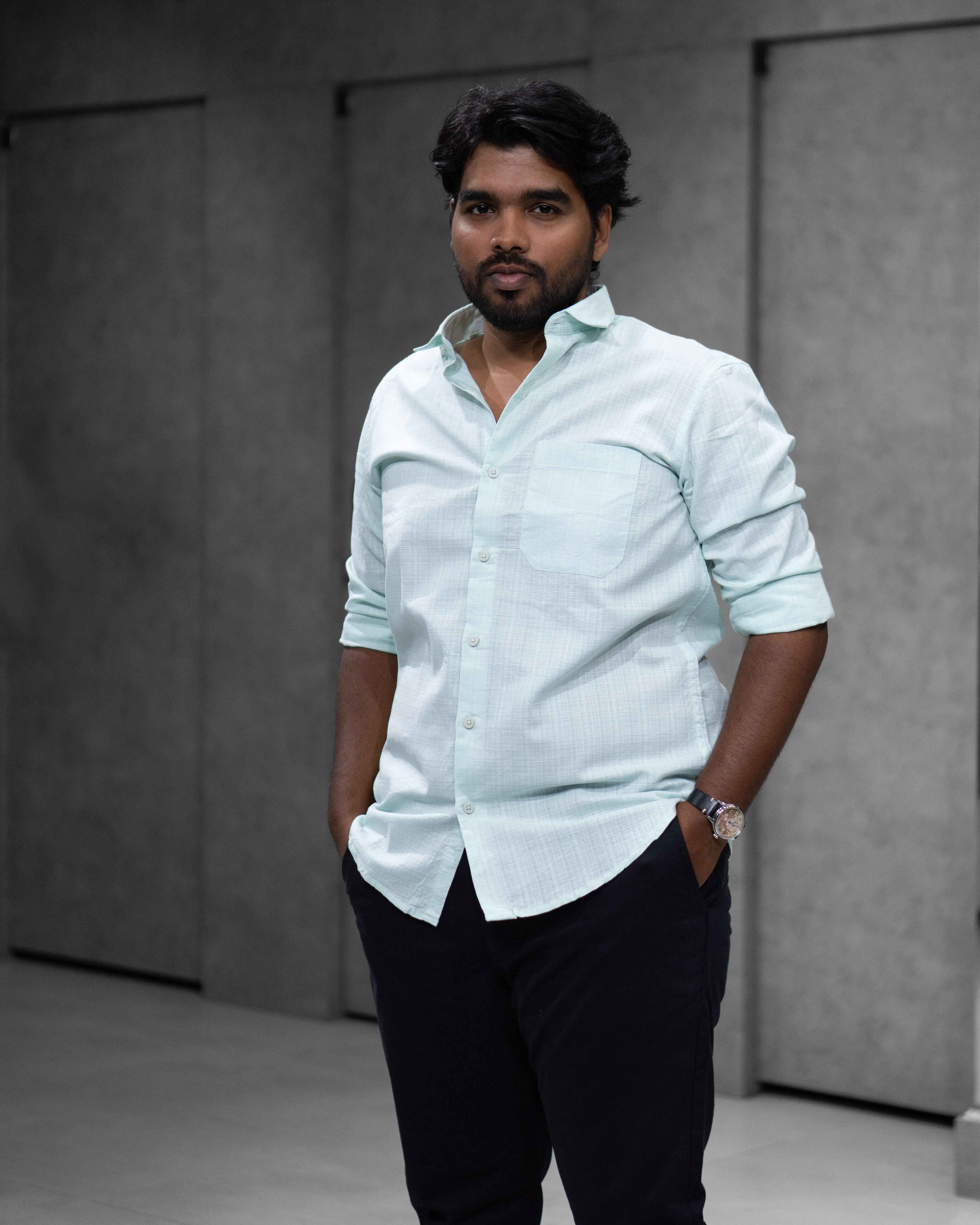 Ice Mint Linen Blended Shirt