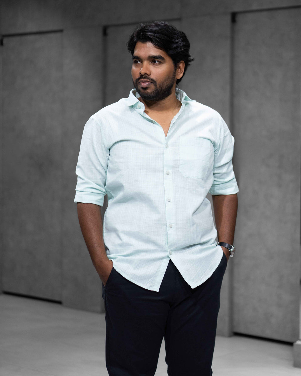Ice Mint Linen Blended Shirt