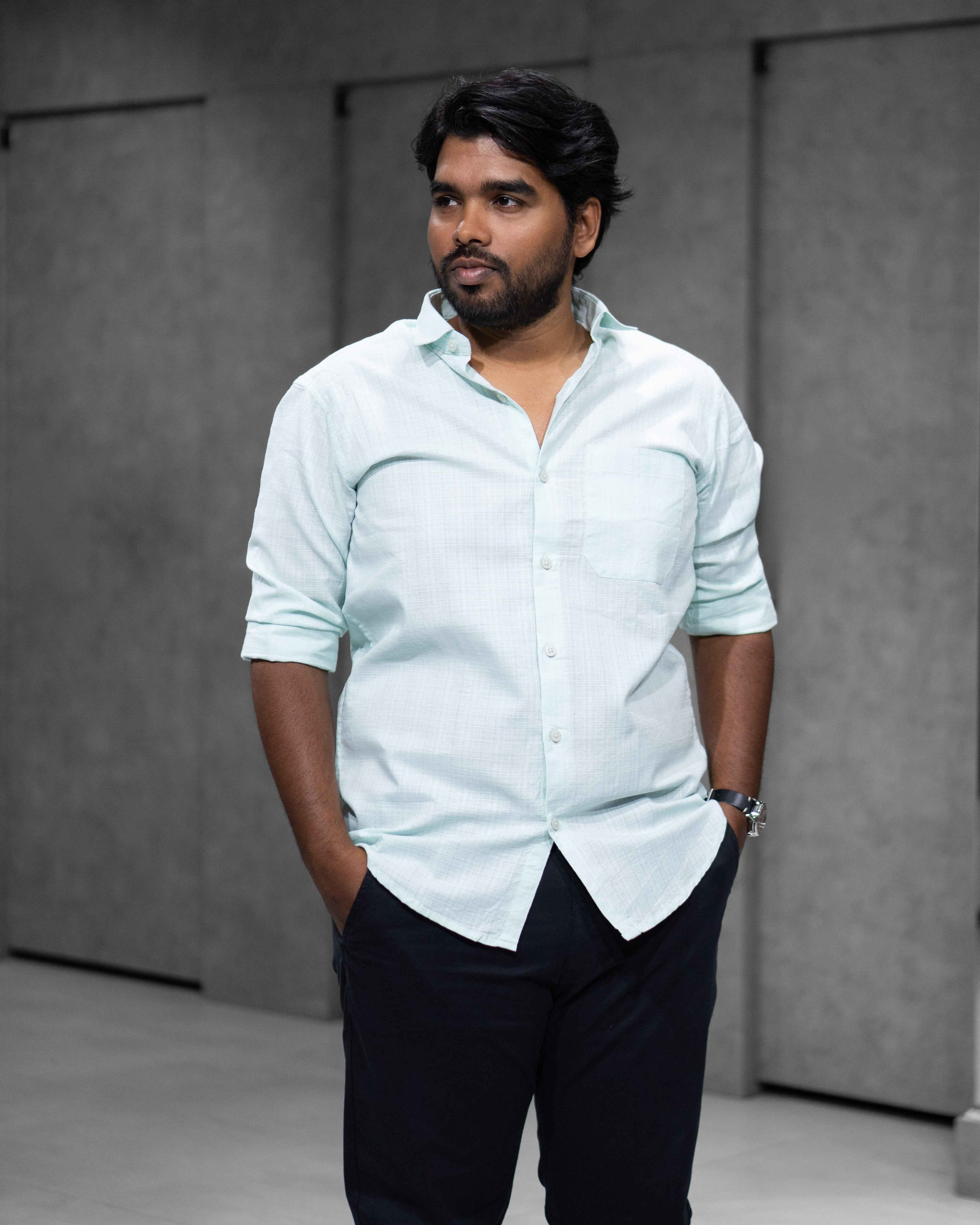 Ice Mint Linen Blended Shirt