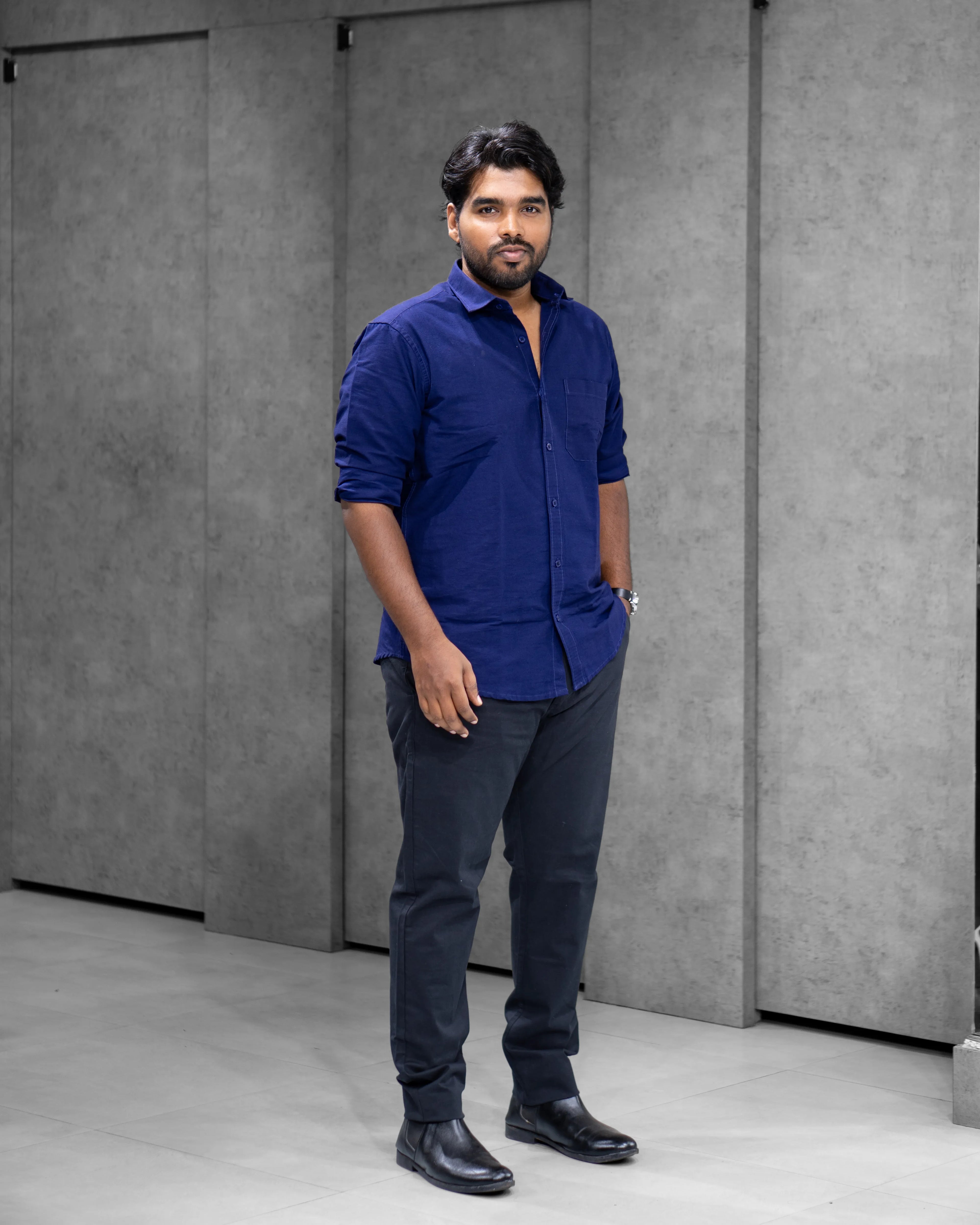 Menly Royal Blue Oxford Cotton Shirt