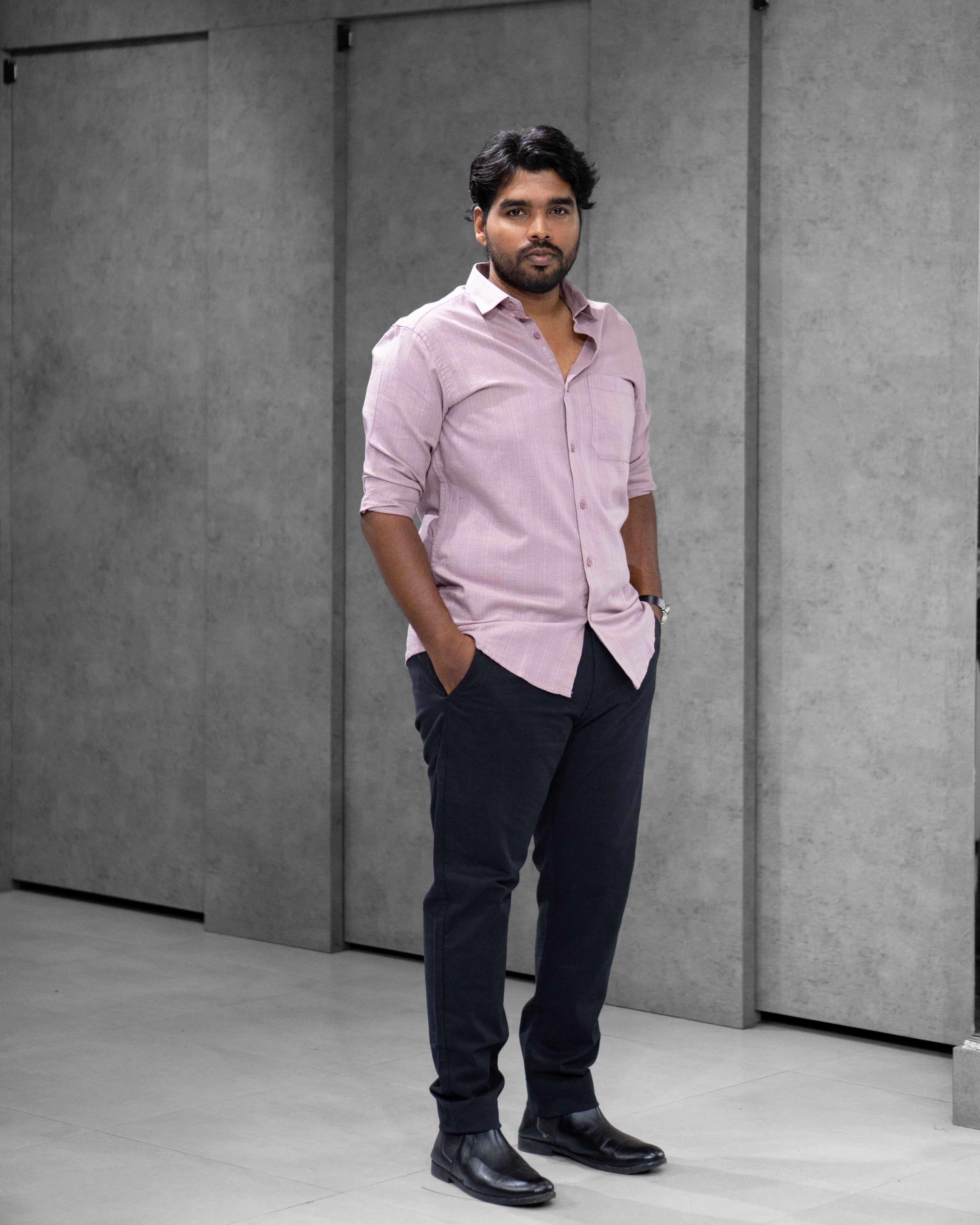 Light Pink Linen Blended Shirt