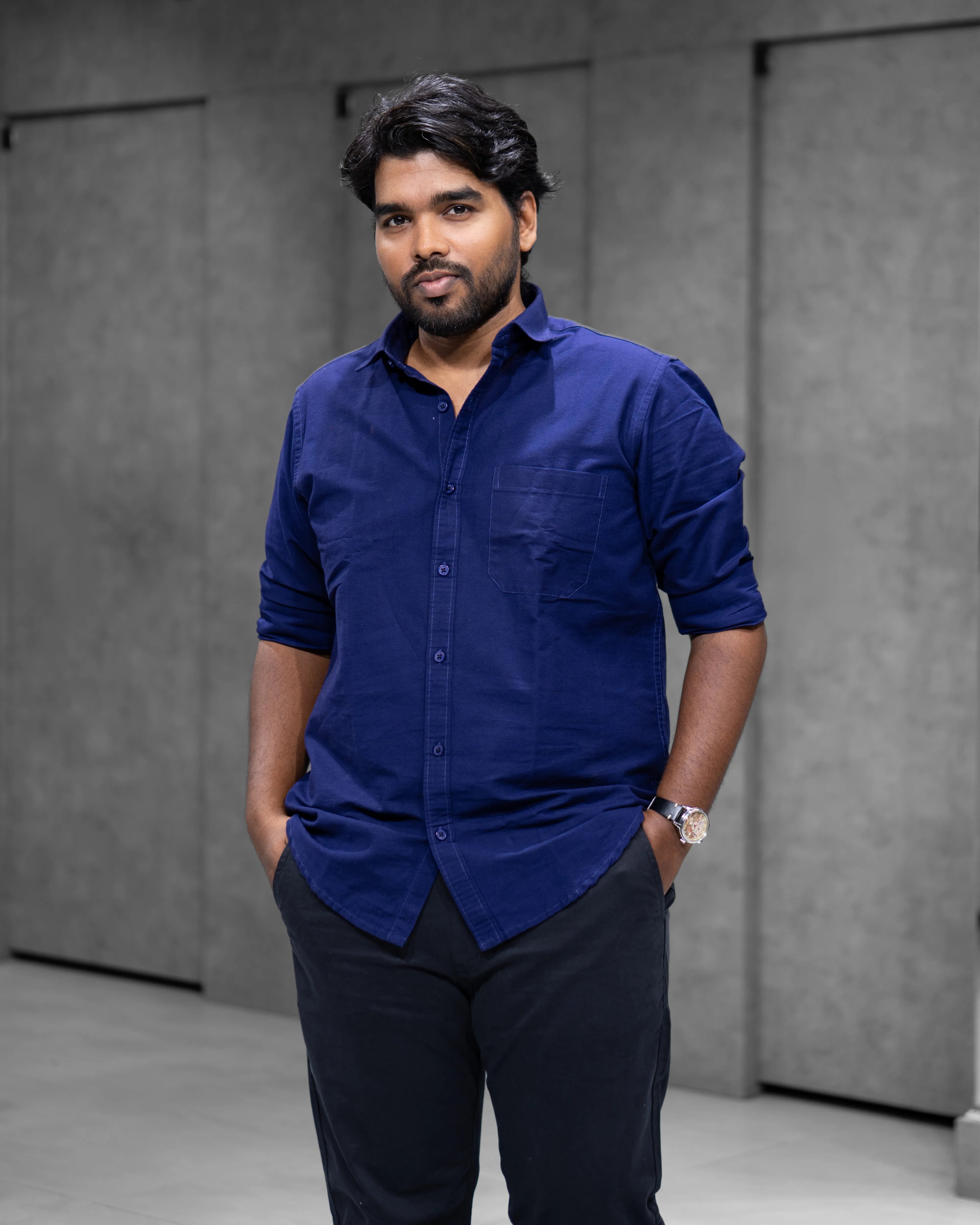 Menly Royal Blue Oxford Cotton Shirt