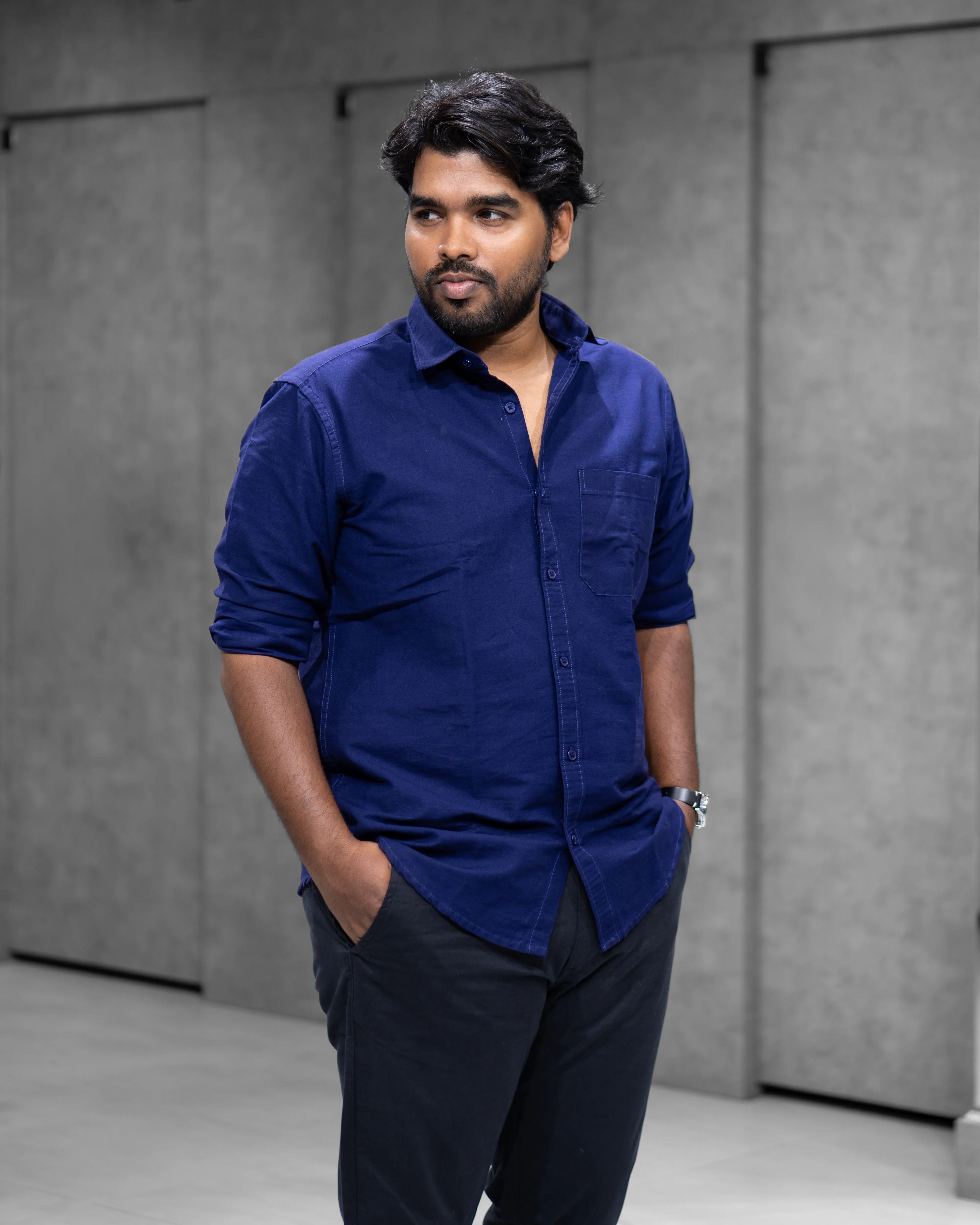 Menly Royal Blue Oxford Cotton Shirt