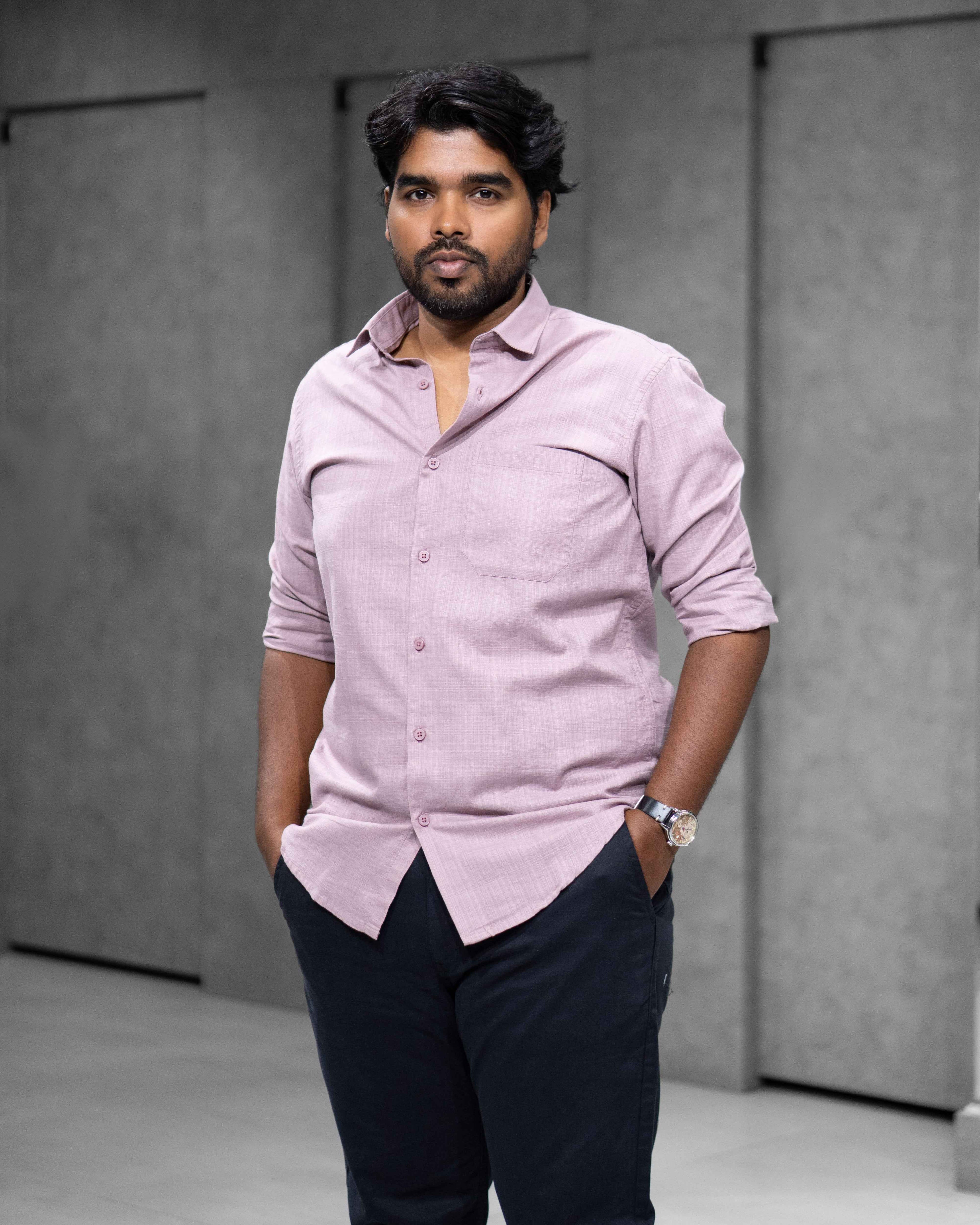 Light Pink Linen Blended Shirt