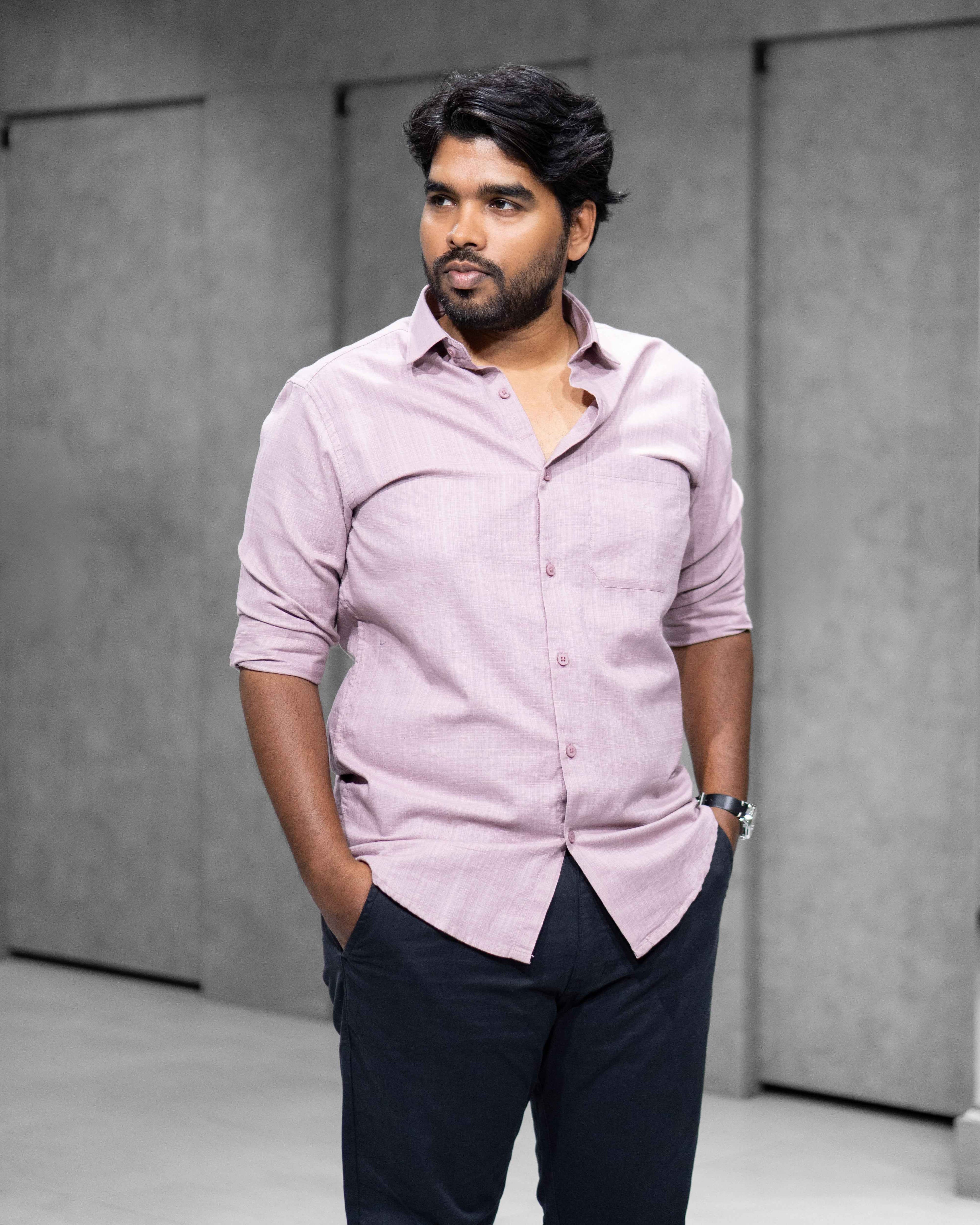 Light Pink Linen Blended Shirt